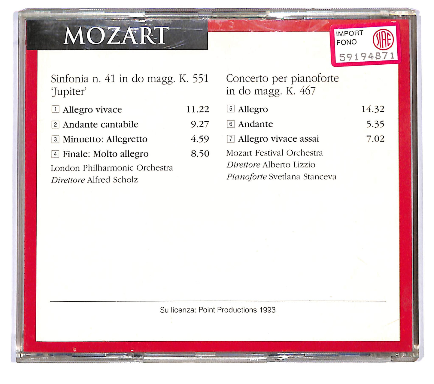 EBOND Mozart - Sinfonia N. 41 K. 551 'Jupiter' CD CD118818