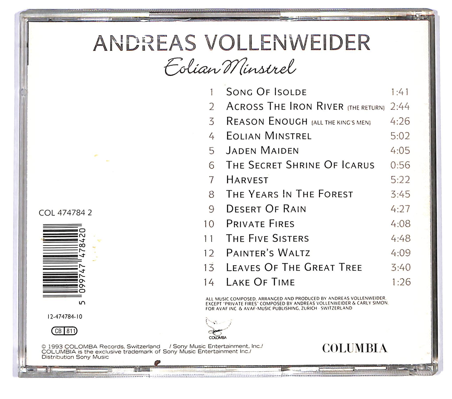 EBOND Andreas Vollenweider - Eolian Minstrel CD CD118829