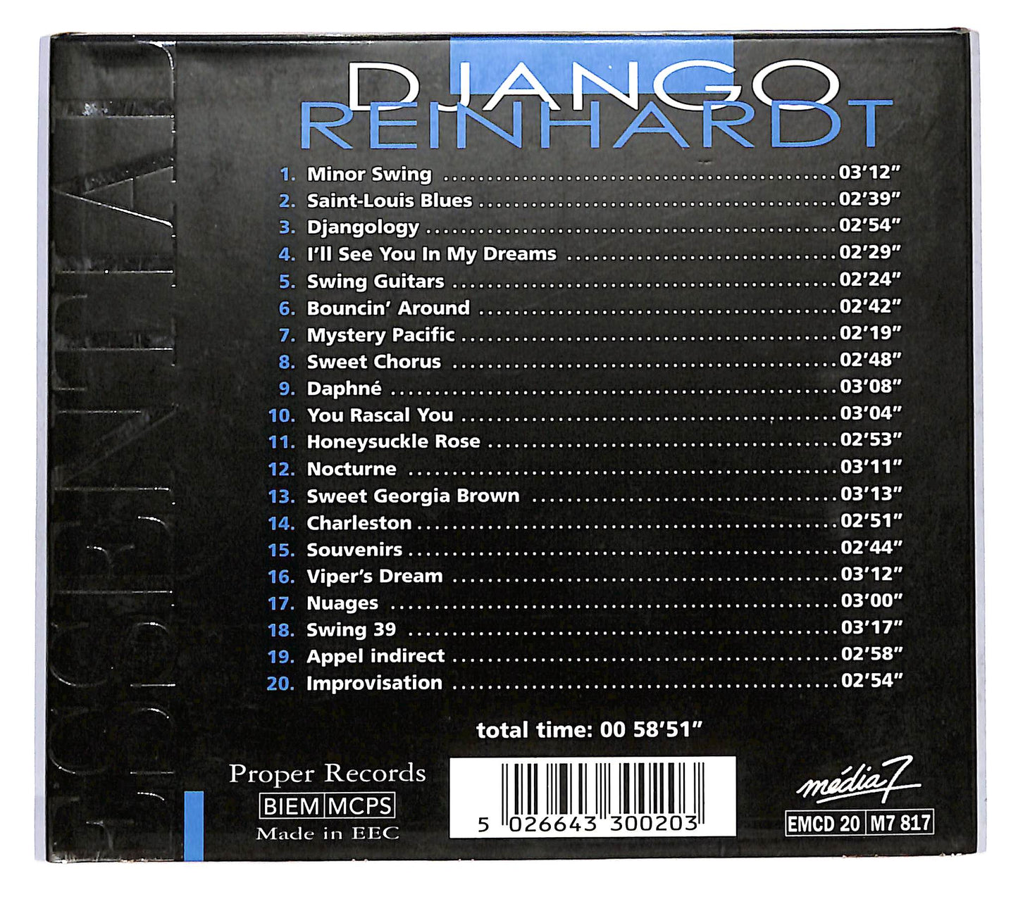 EBOND Django Reinhardt - Django Reinhardt DIGIPACK CD CD119402