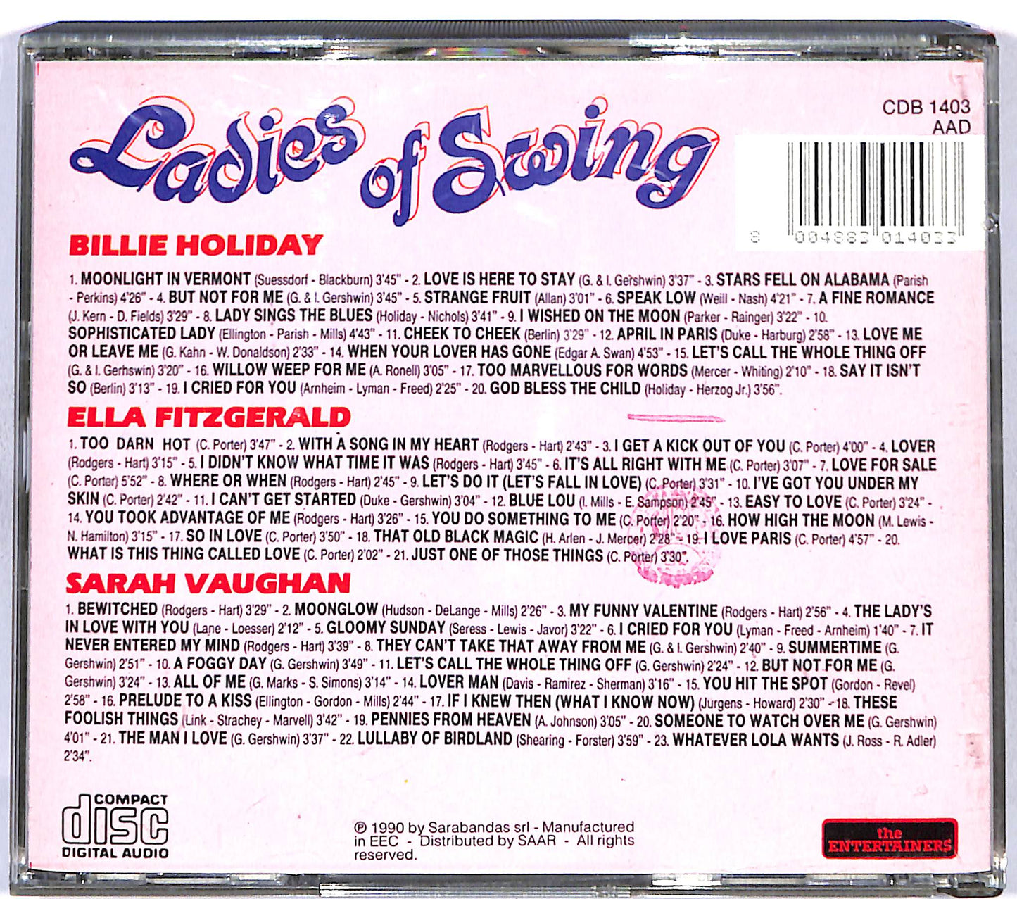 EBOND B. Holiday , S. Vaughan , E. Fitzgerald - Ladies Of Swing CD CD119429