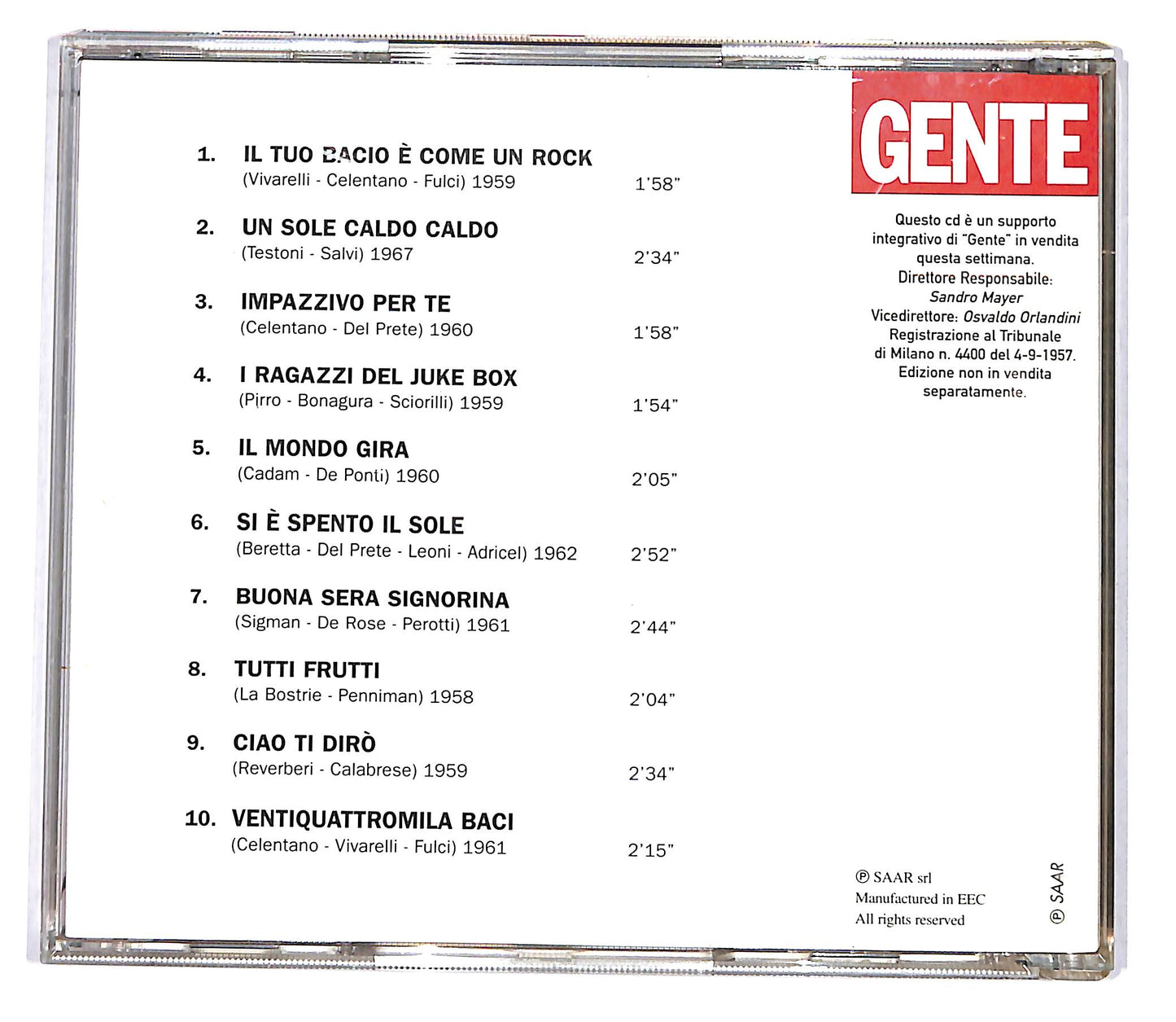 EBOND Adriano Celentano - Le Canzoni Di Adriano Celentano EDITORIALE CD CD119758