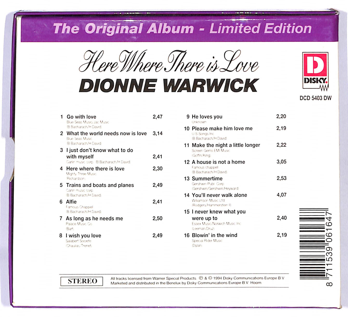 EBOND Dionne Warwick - Here Where There Is Love CD CD120223