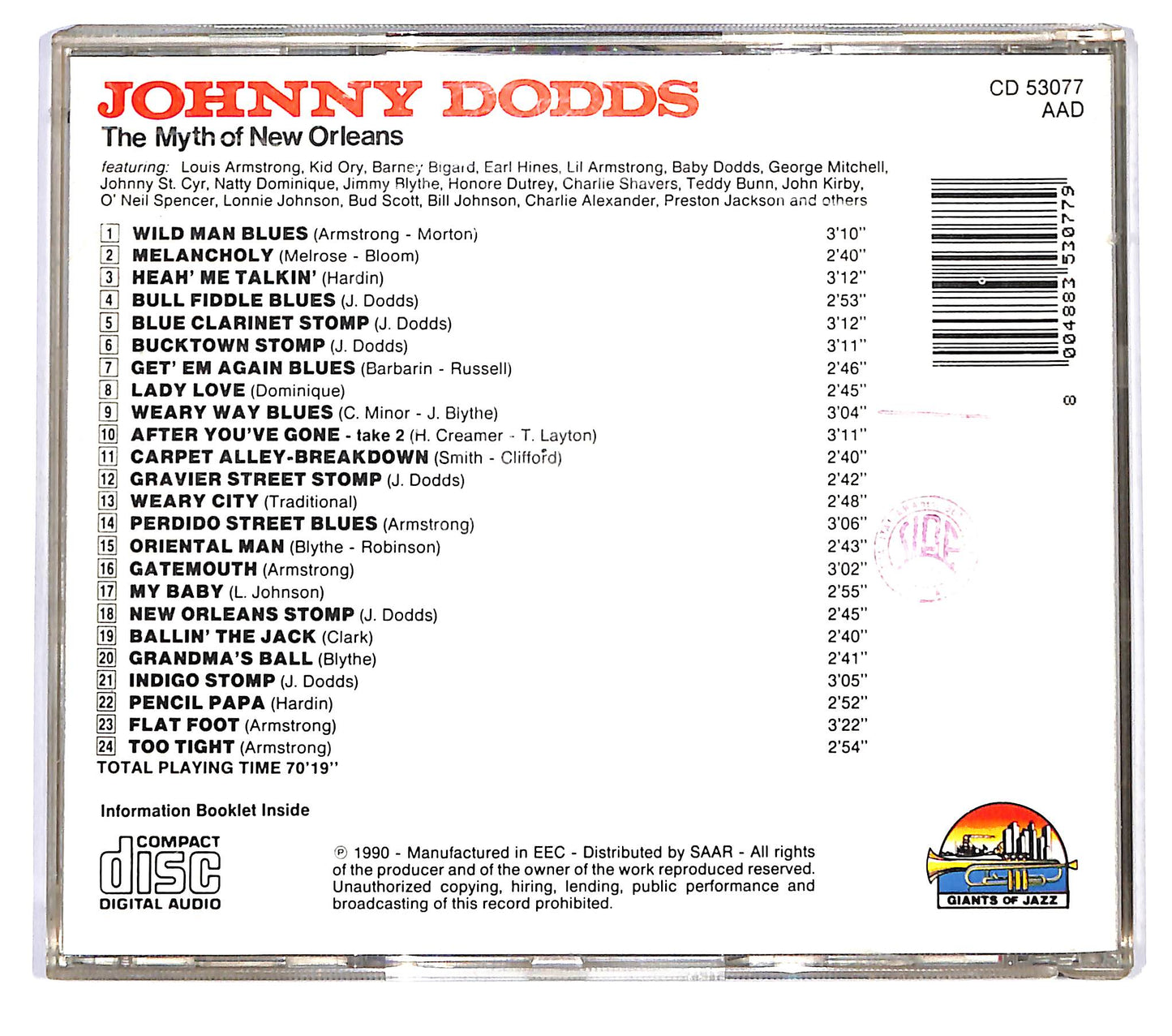 EBOND Johnny Dodds - The Myth Of New Orleans CD CD120340