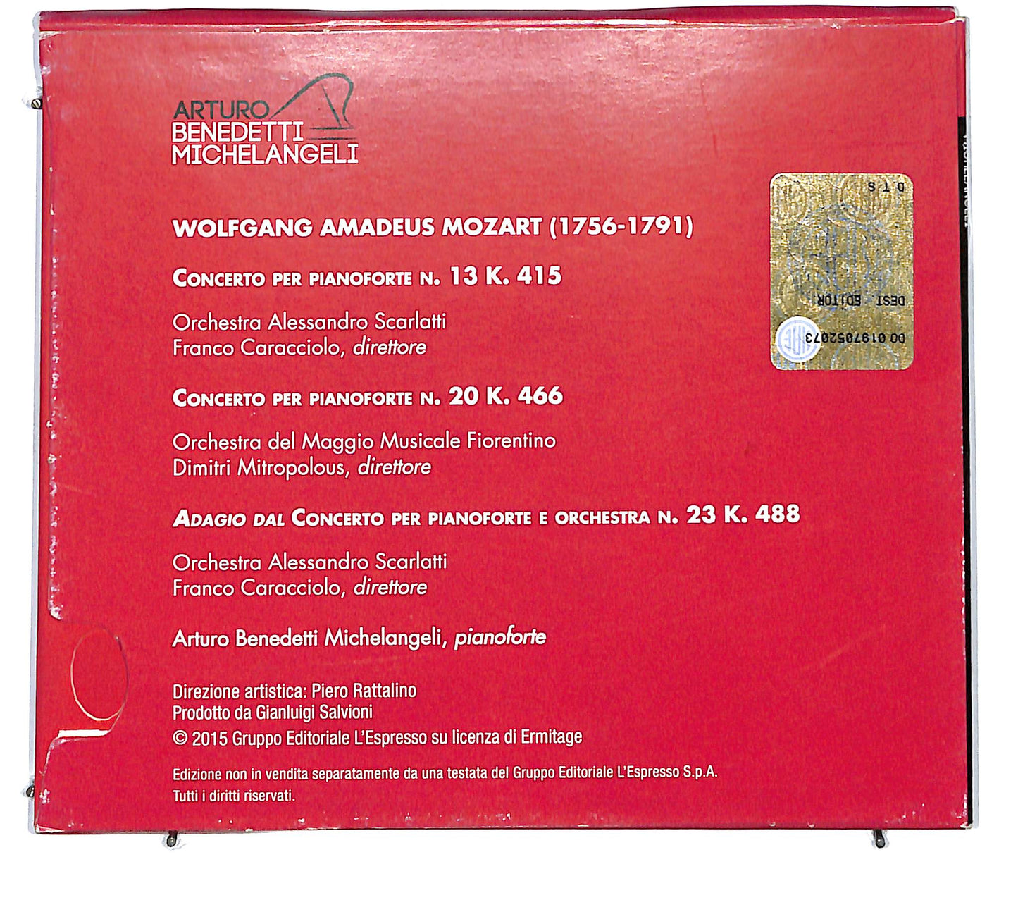 EBOND Arturo Benedetti Michelangeli , Mozart - Mozart EDITORIALE CD CD120416