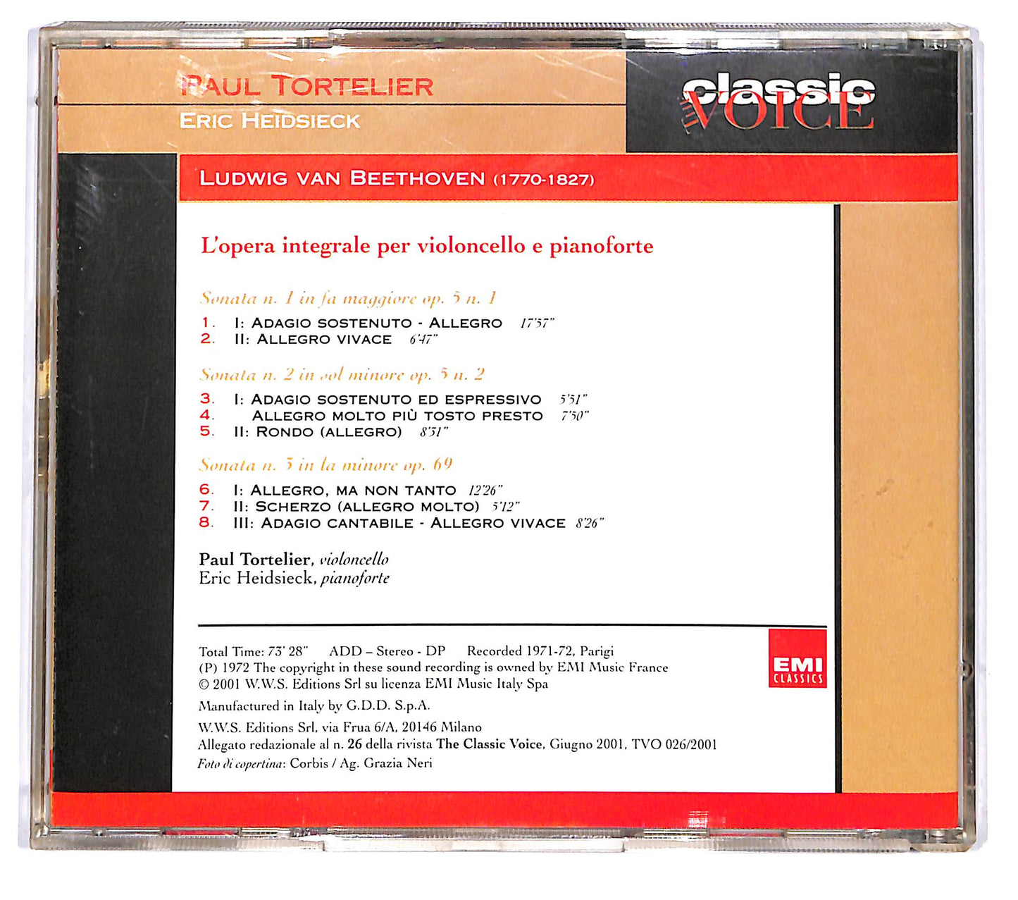 EBOND Tortelier Beethoven - Sonate Per Violoncello Pianoforte Vol. 1 CD CD120607