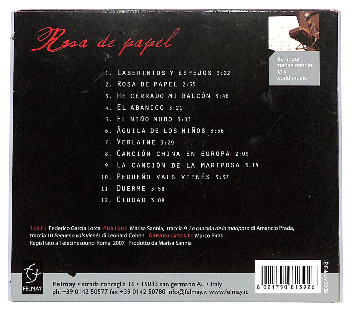 EBOND Marisa Sannia - Rosa De Papel DIGIPACK CD CD120802
