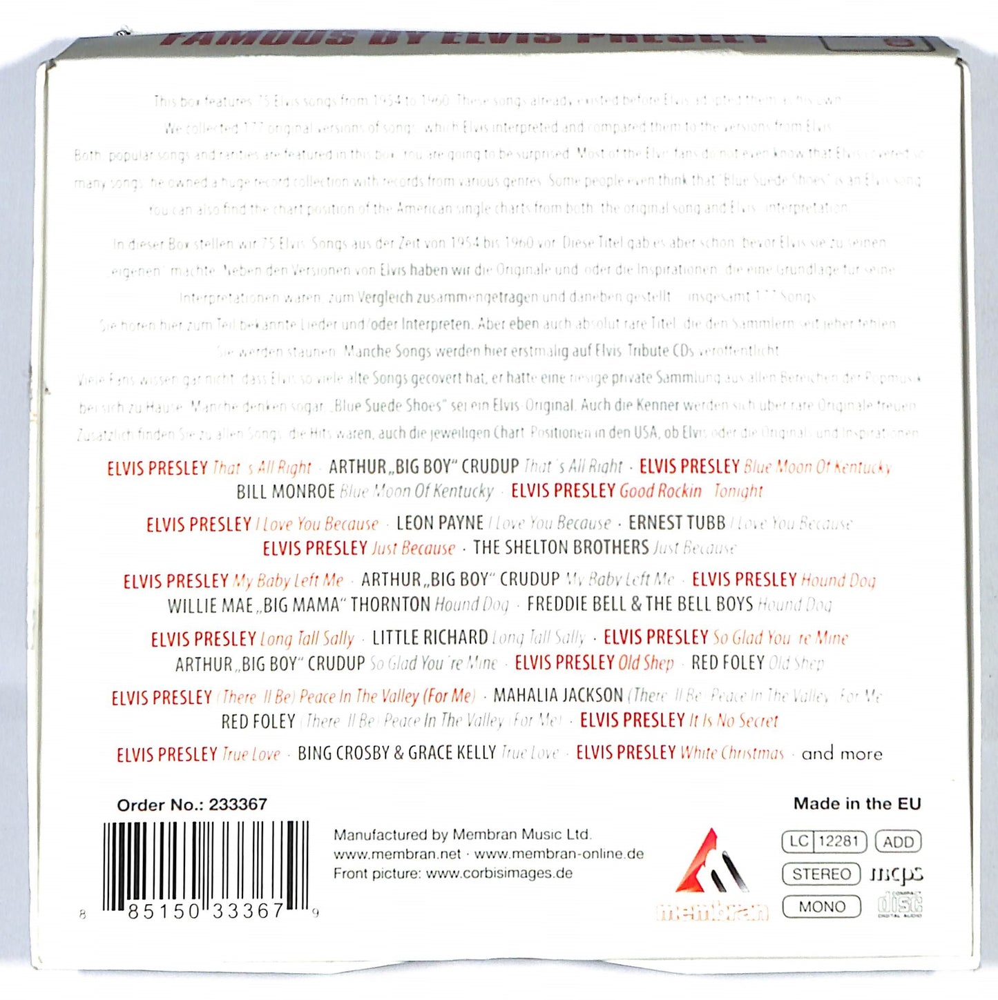 EBOND Various - Made Famous By Elvis Presley DIGIPACK CD CD120861