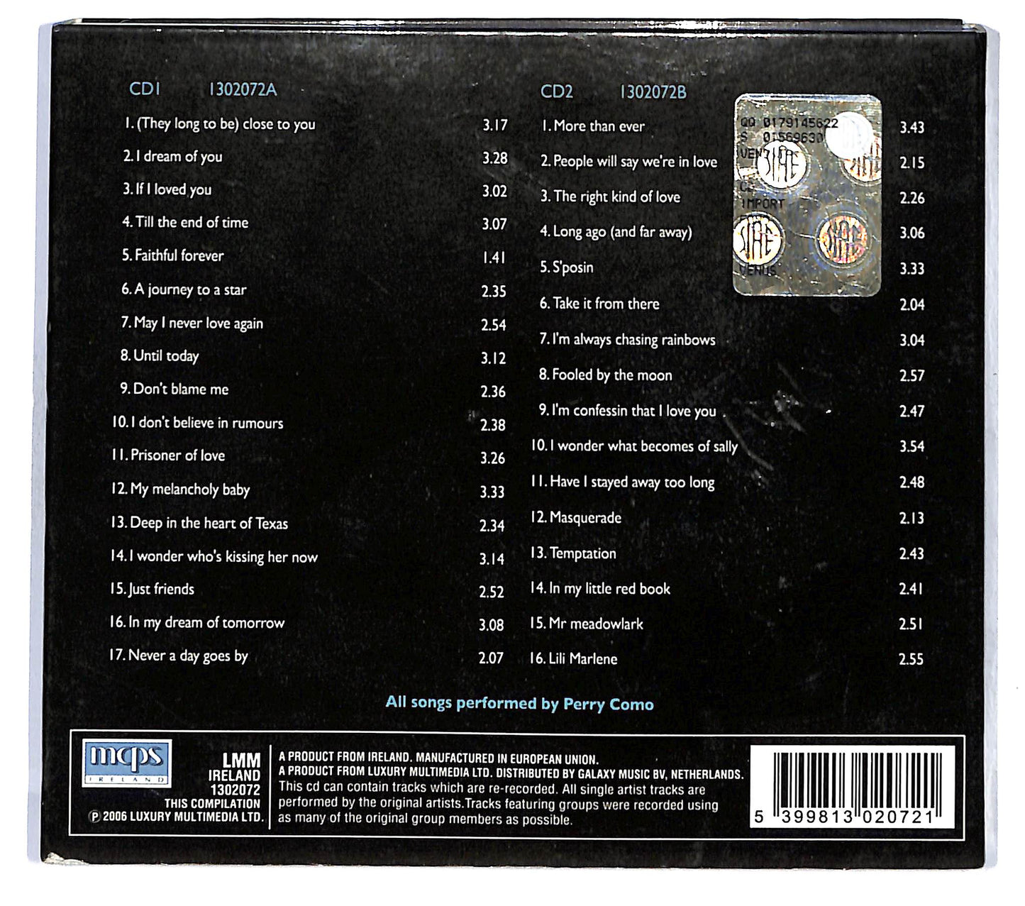 EBOND Perry Como - The Ultimate Collection DIGIPACK CD CD121029