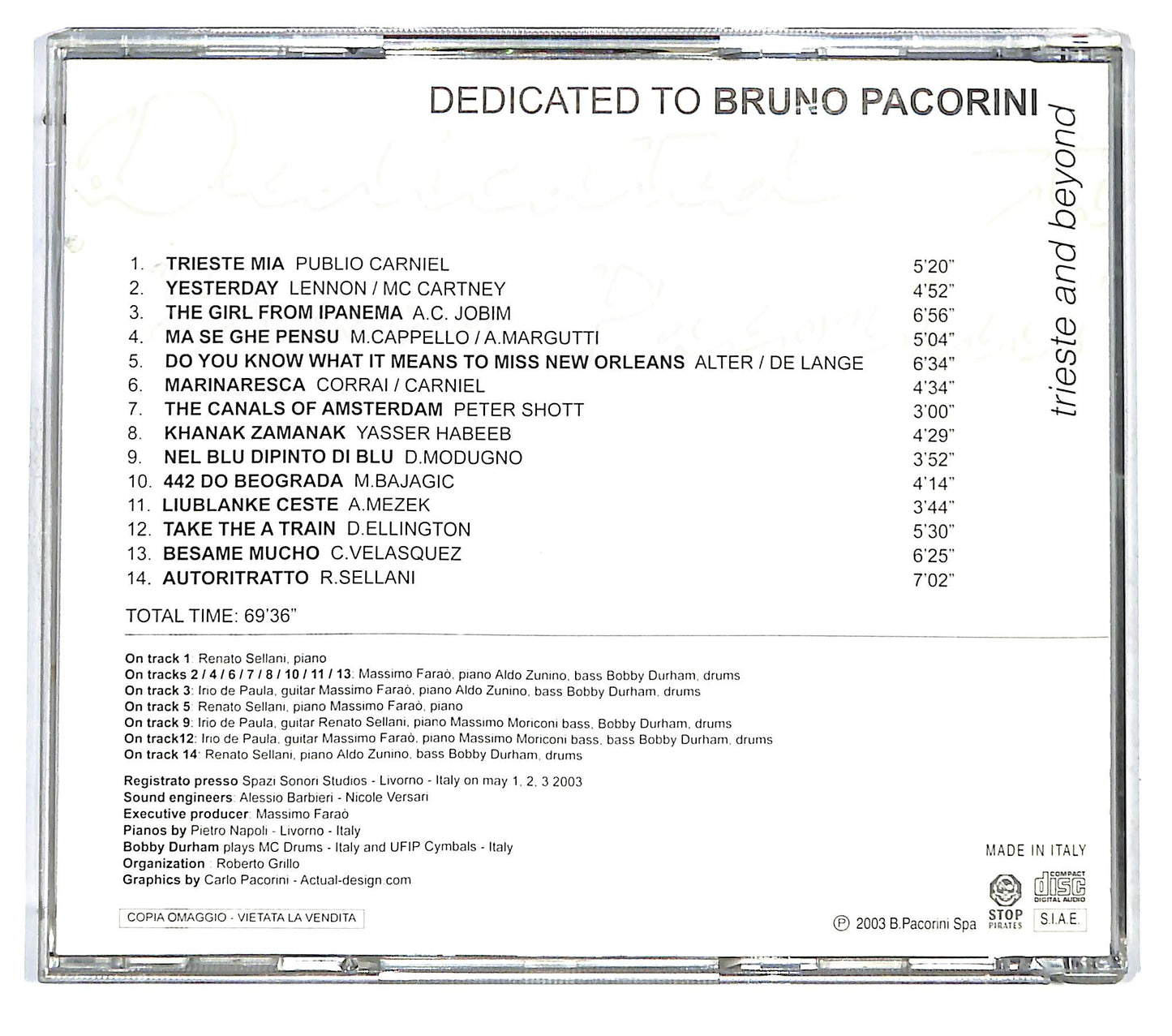 EBOND Dedicated to Bruno Pacorini - Trieste and Beyond CD CD121055