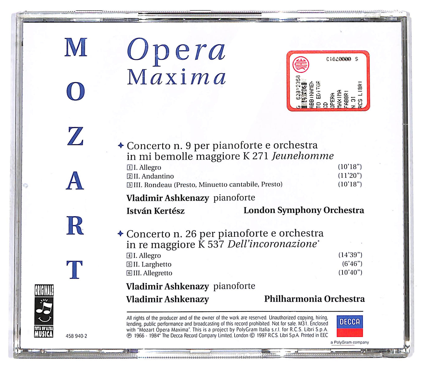 EBOND Mozart - Concerti per Pianoforte K 271, K537 CD CD121115