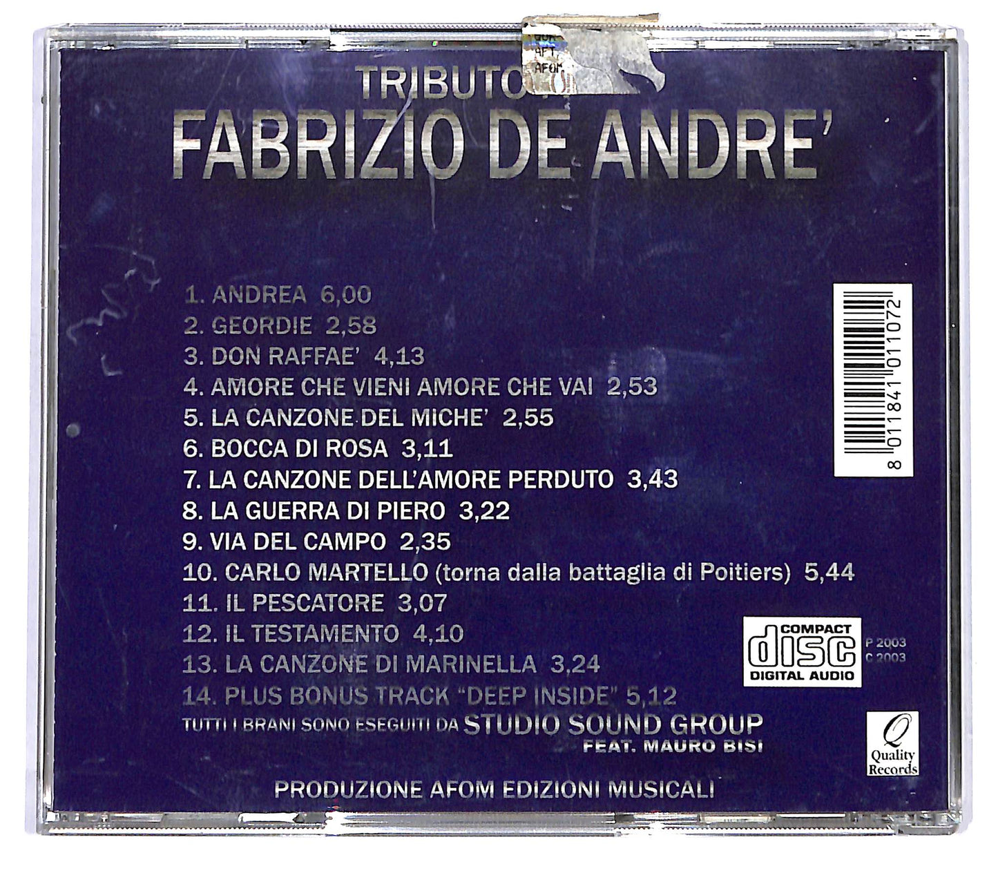EBOND Studio Sound Group - Tributo A Fabrizio De Andre' CD CD121201