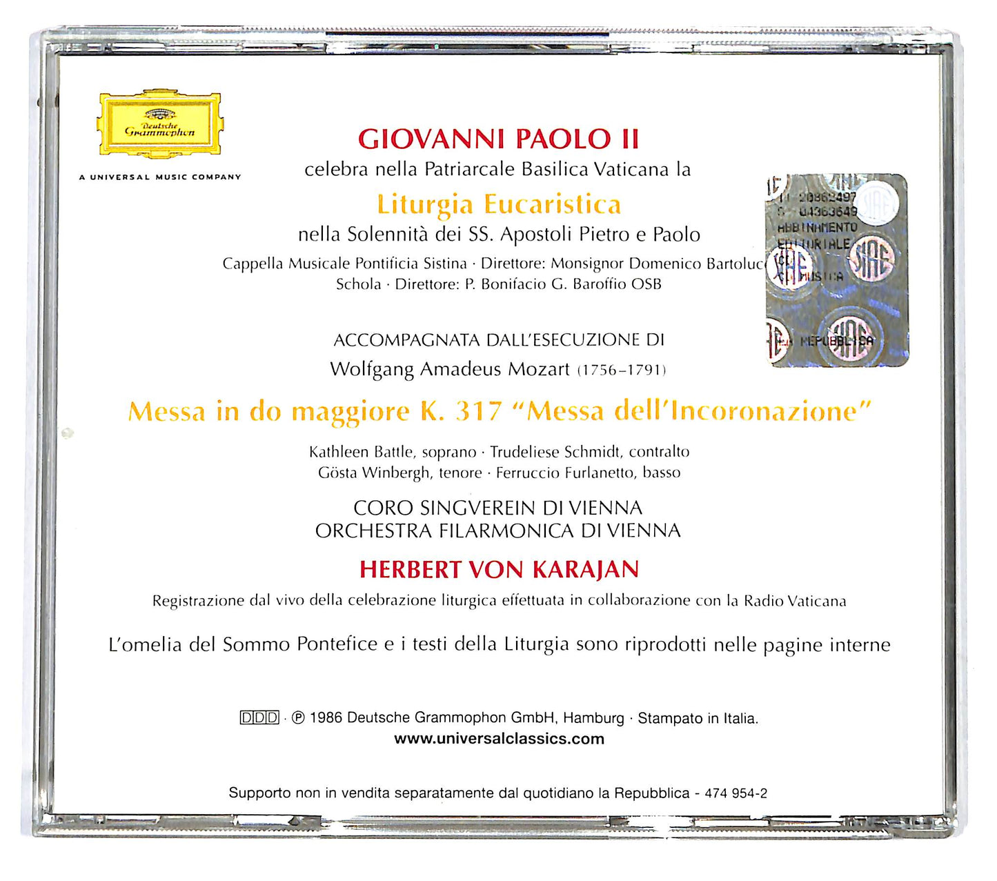 EBOND Mozart - Messa Dell' Incoronazione - Basilica Vaticana CD CD121337