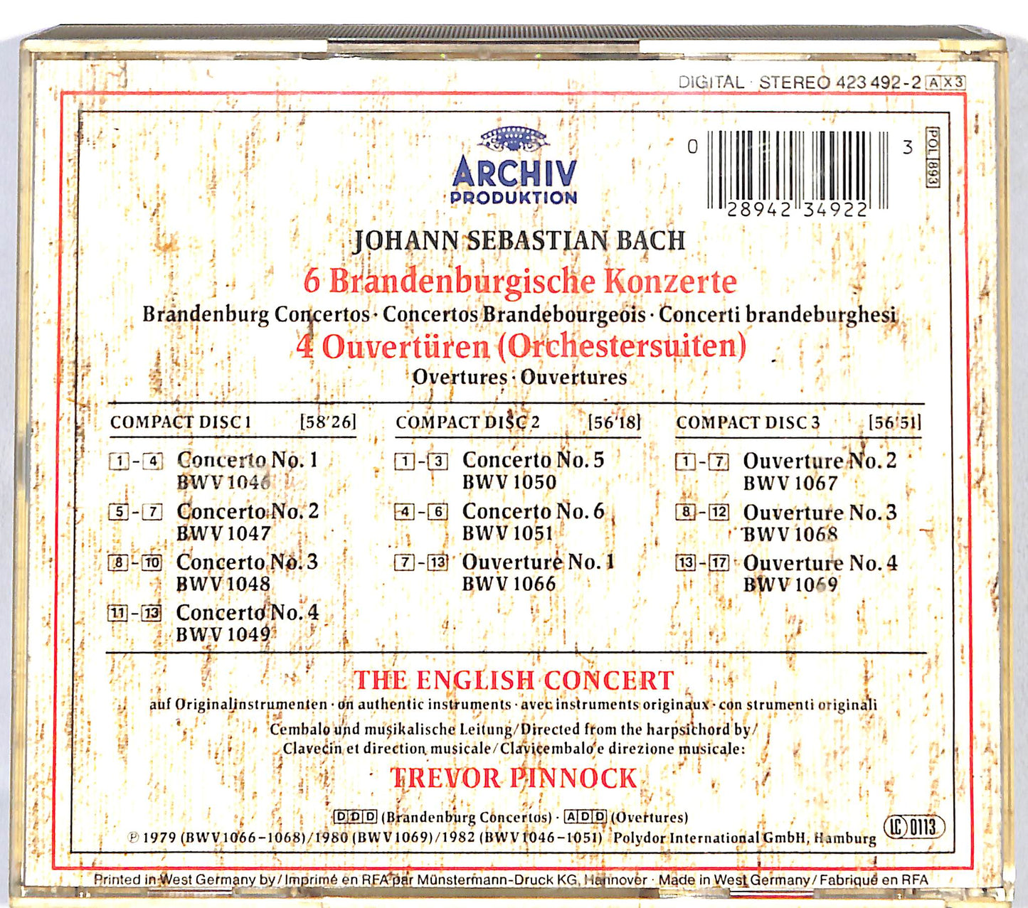 EBOND Bach - The English Concert - Brandenburgische Konzerte CD CD121508