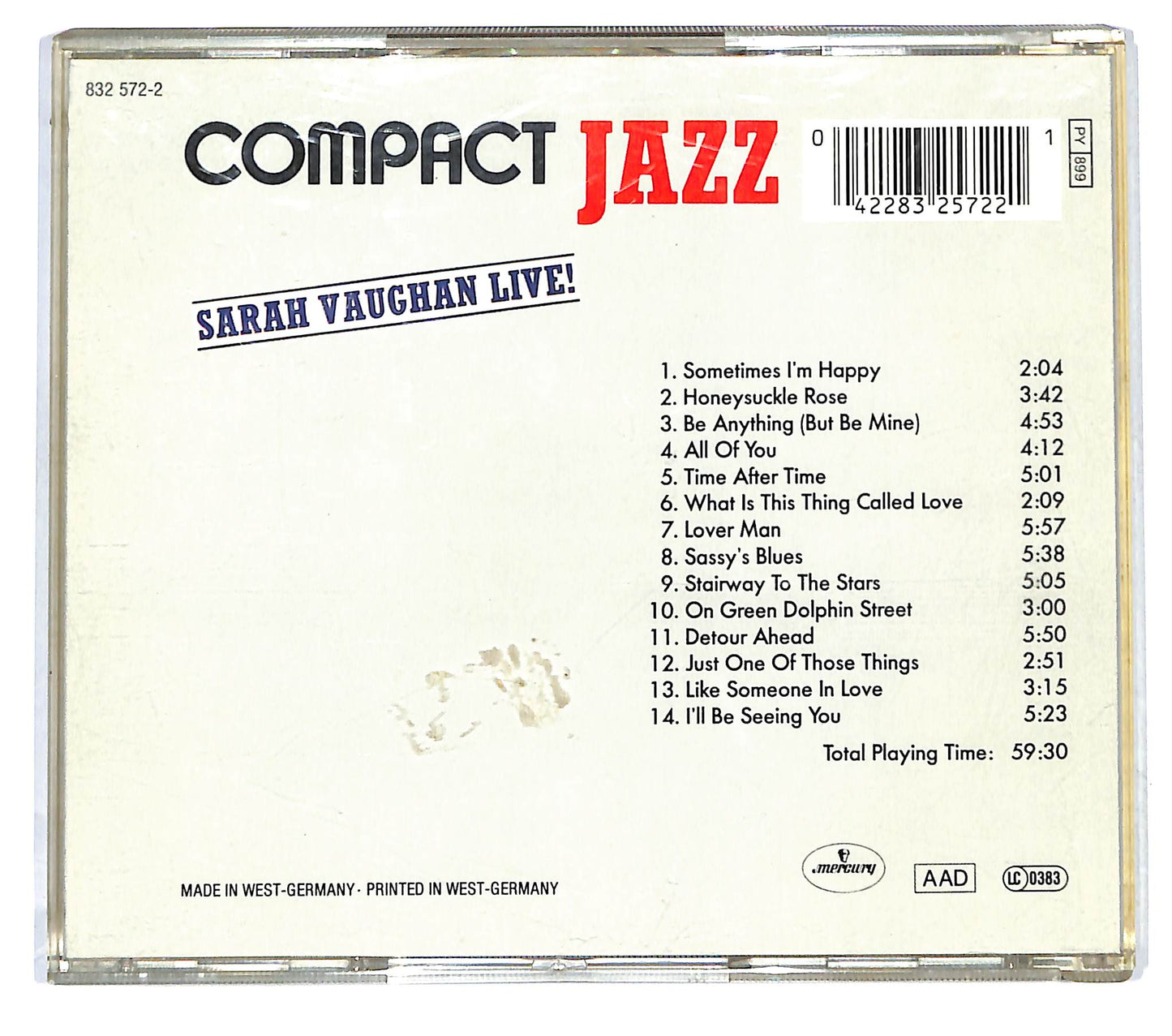 EBOND Sarah Vaughan - Sarah Vaughan Live! CD CD121618