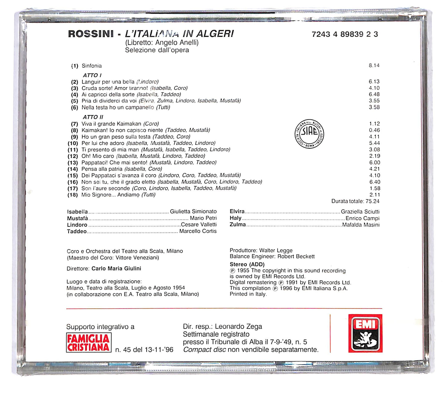 EBOND Rossini - Cortis , Sciutti - L'Italiana In Algeri EDITORIALE CD CD122028