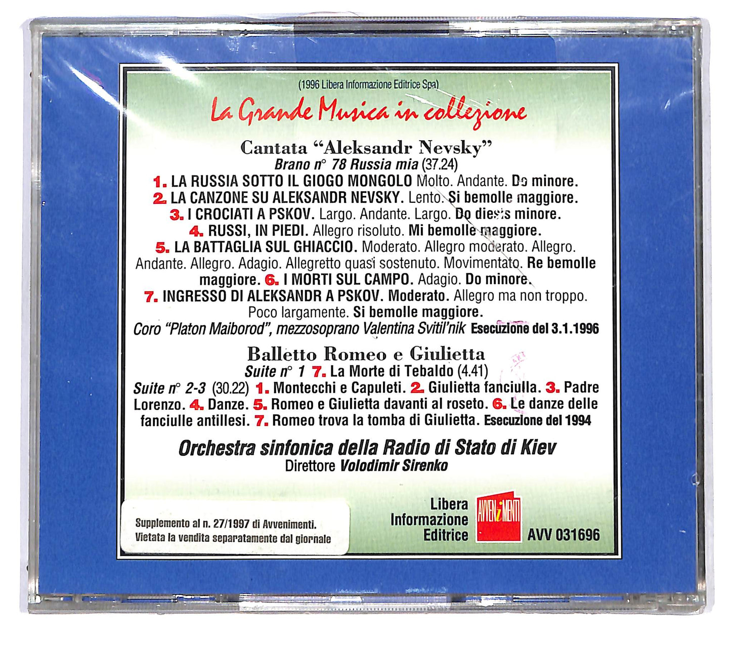 EBOND Sergei Prokofiev - A. Nevsky - Romeo E Giulietta EDITORIALE CD CD122041