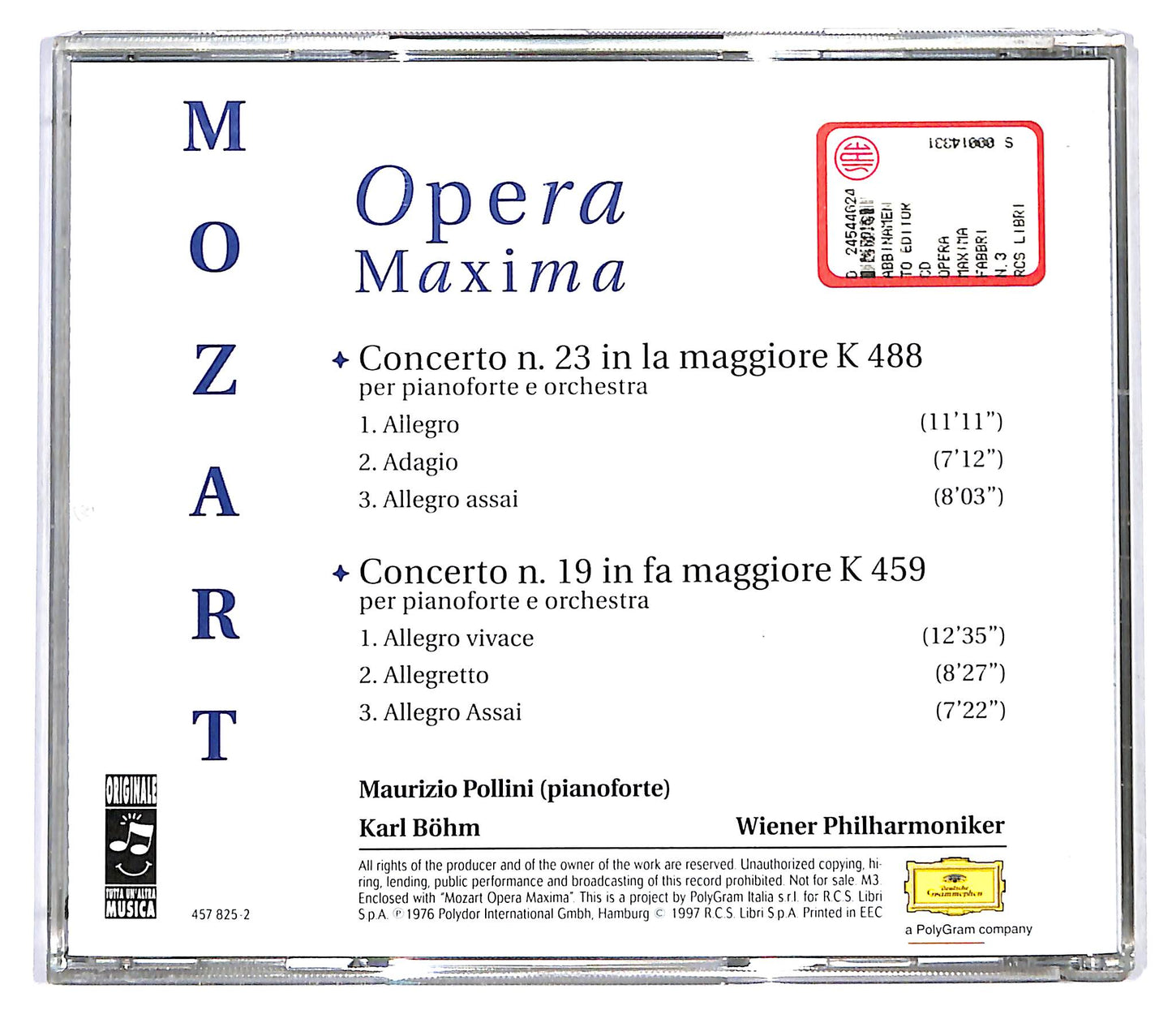EBOND Mozart - Concerti Per Pianoforte N.23 K 488 - N.19 K 459 CD CD122107