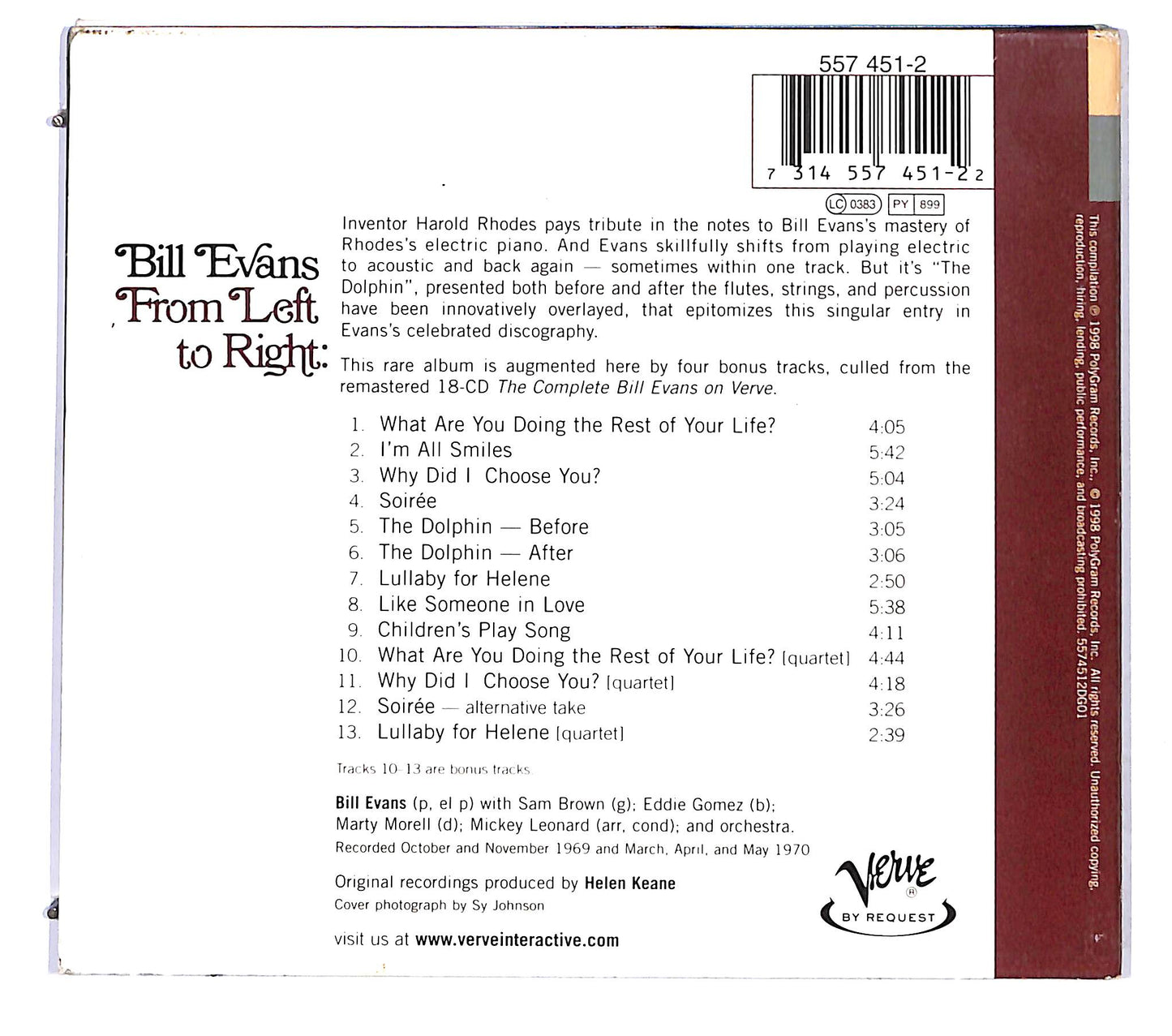 EBOND Bill Evans - From Left To Right DIGIPACK CD CD122135