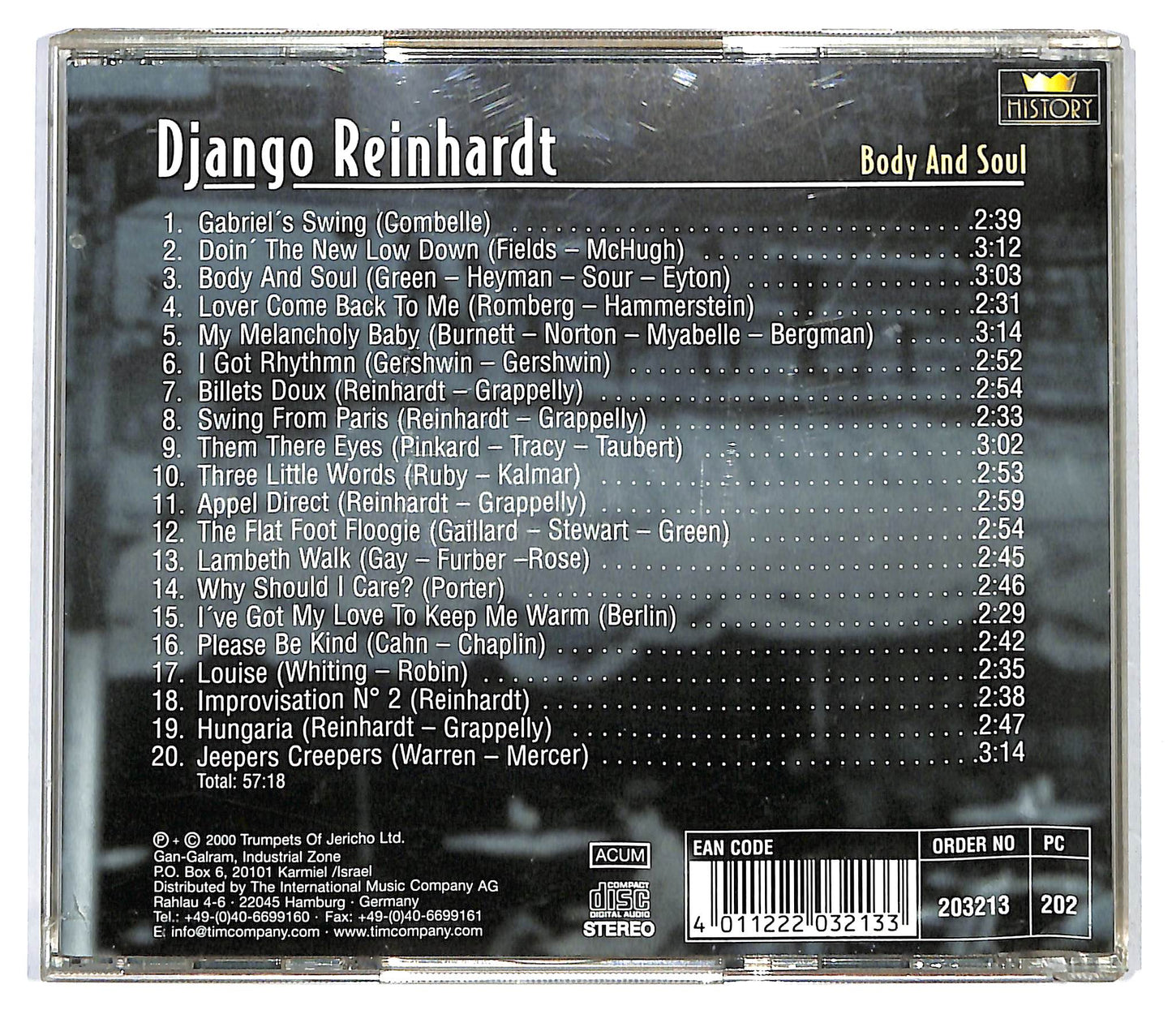 EBOND Django Reinhardt - Body And Soul CD CD122210