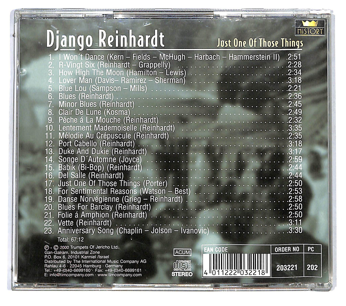 EBOND Django Reinhardt - Just One Of These Things CD CD122221