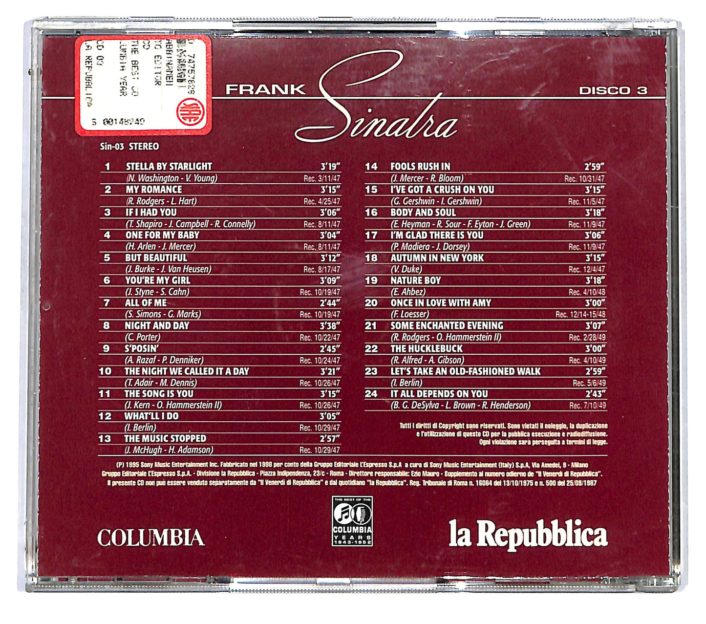 EBOND Frank Sinatra - The Best Of The Columbia Years 1943-1952 - Vol 3 CD CD122226
