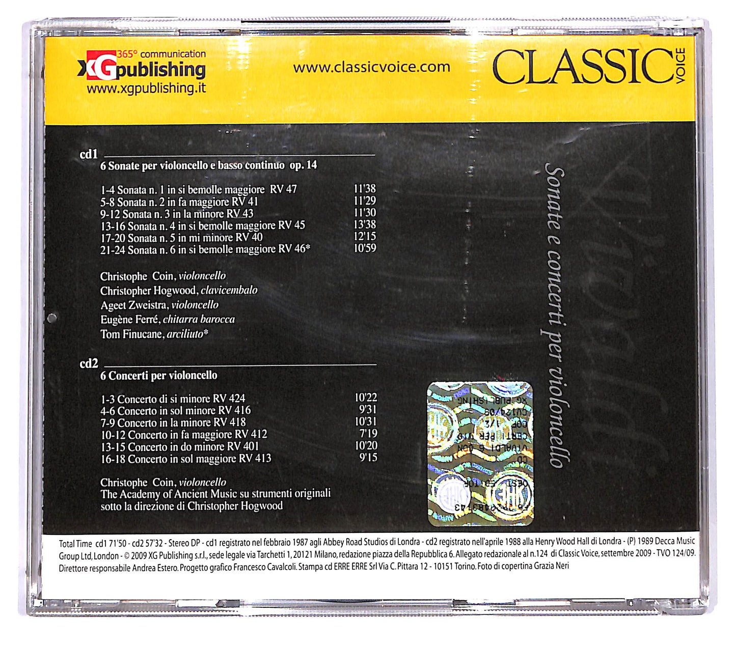 EBOND Vivaldi C. Hogwood C. Coin - Sonate e Concerti Per Violoncello CD CD122317