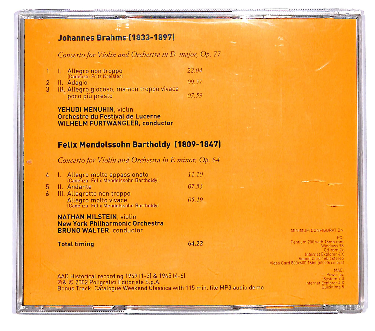 EBOND Brahms - Mendelssohn - Concerto per Violino op 77 - op64 CD CD122319
