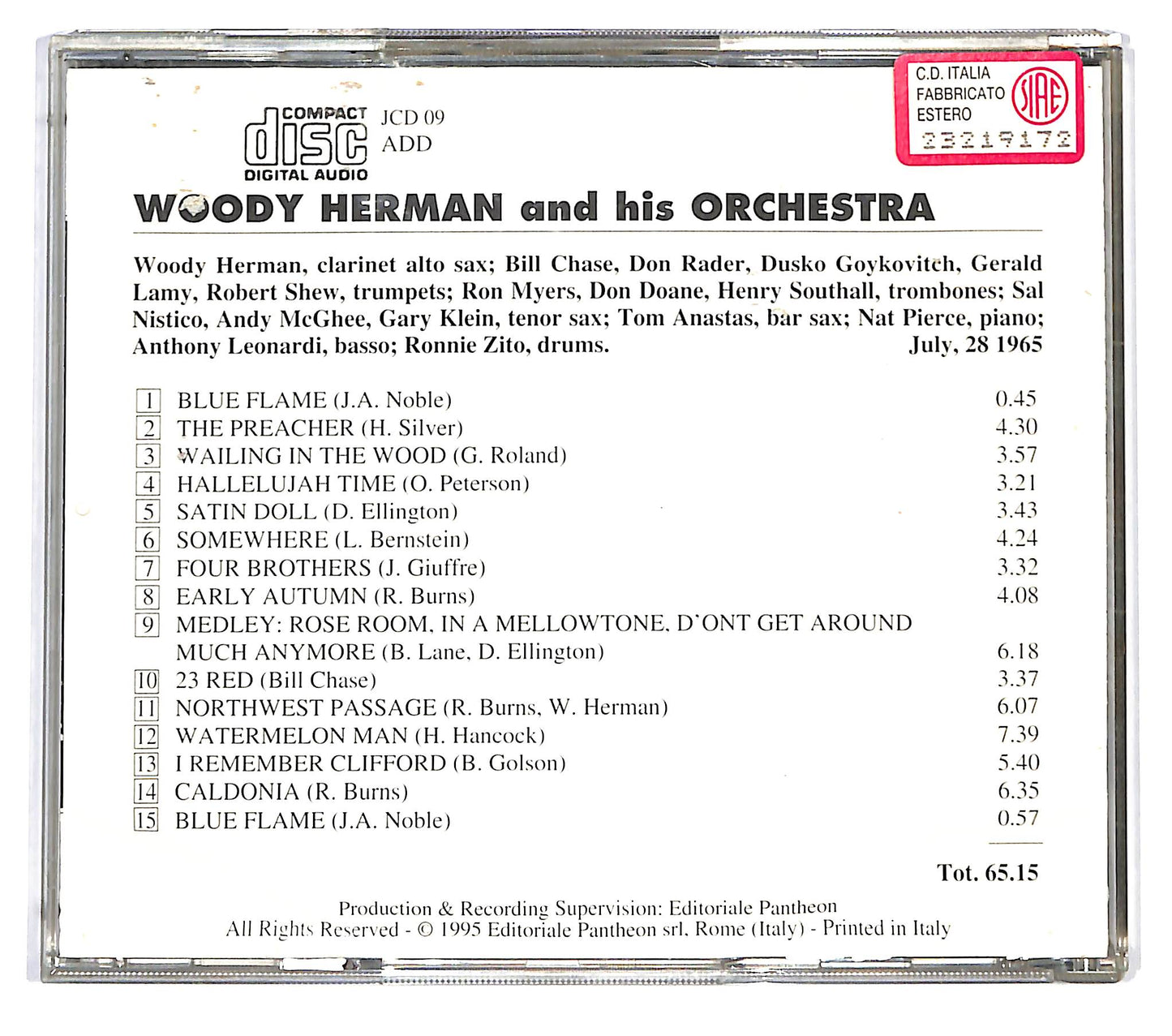 EBOND Woody Herman And His Orchestra - July 28, 1965 CD CD123032