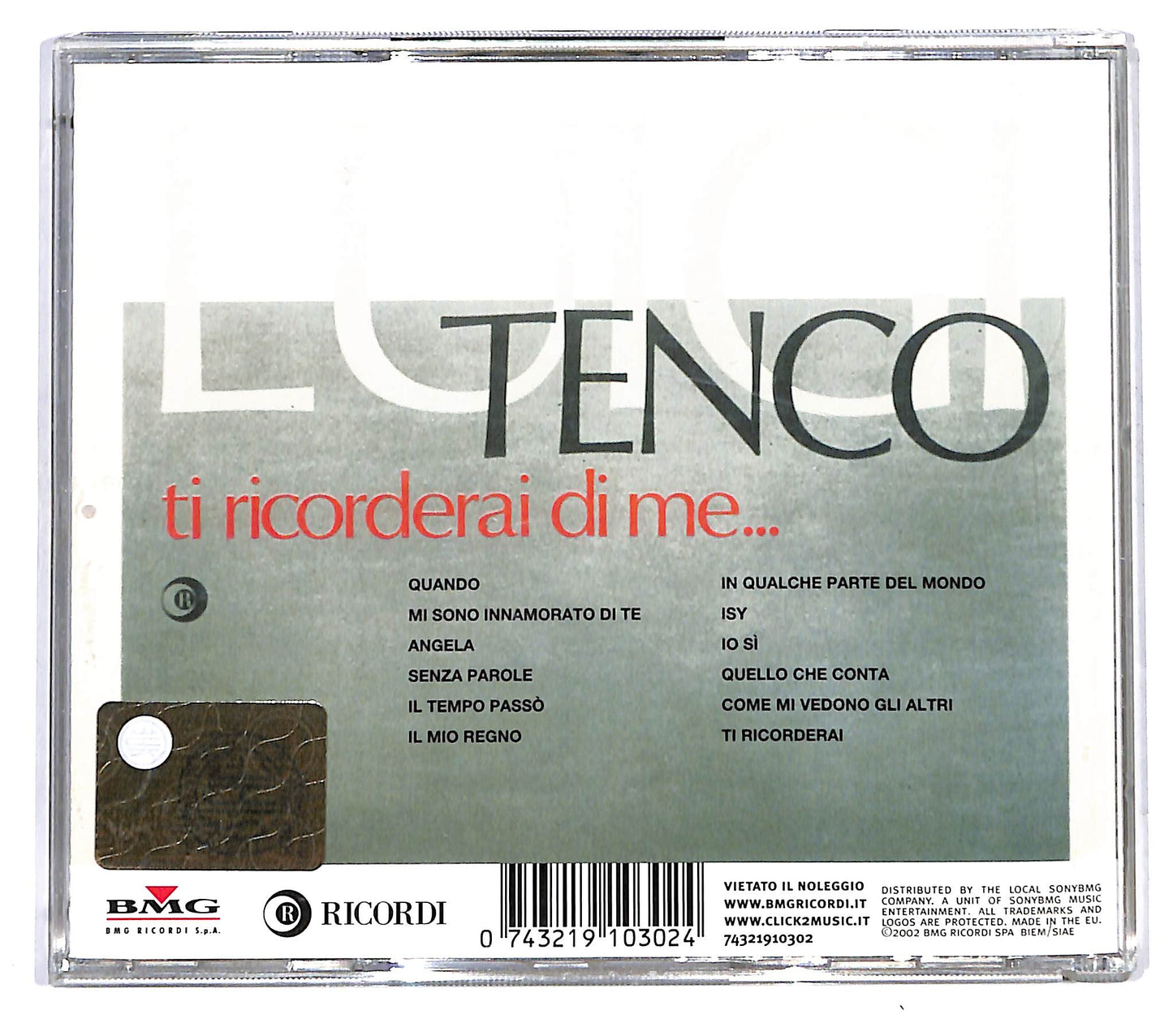 EBOND Luigi Tenco - Ti Ricorderai Di Me... CD CD123457