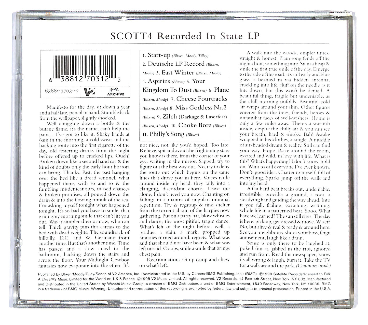 EBOND Scott 4 - Recorded In State LP CD CD123527