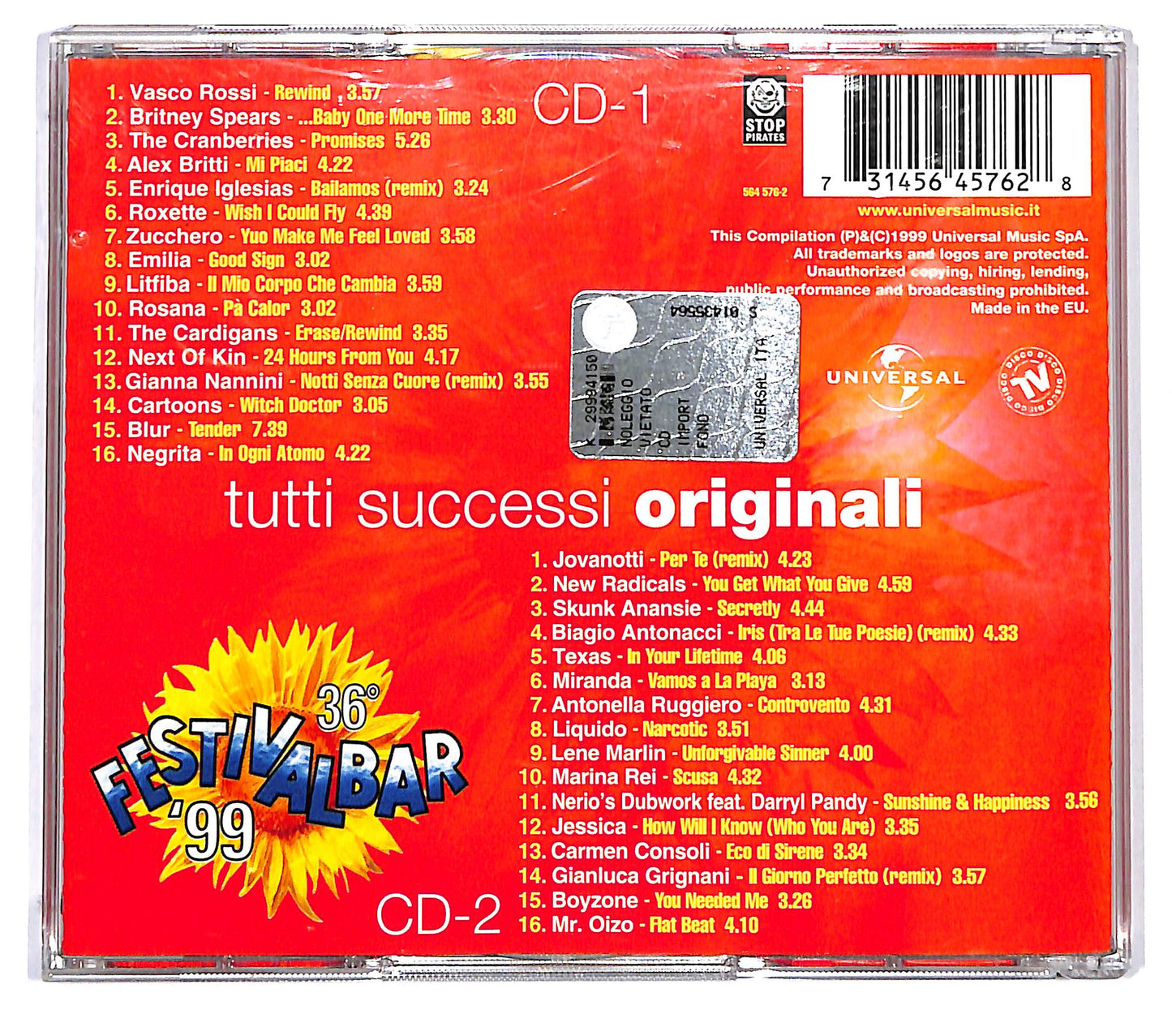 EBOND Various - 36° Festivalbar '99 - Compilation Rossa CD CD123935