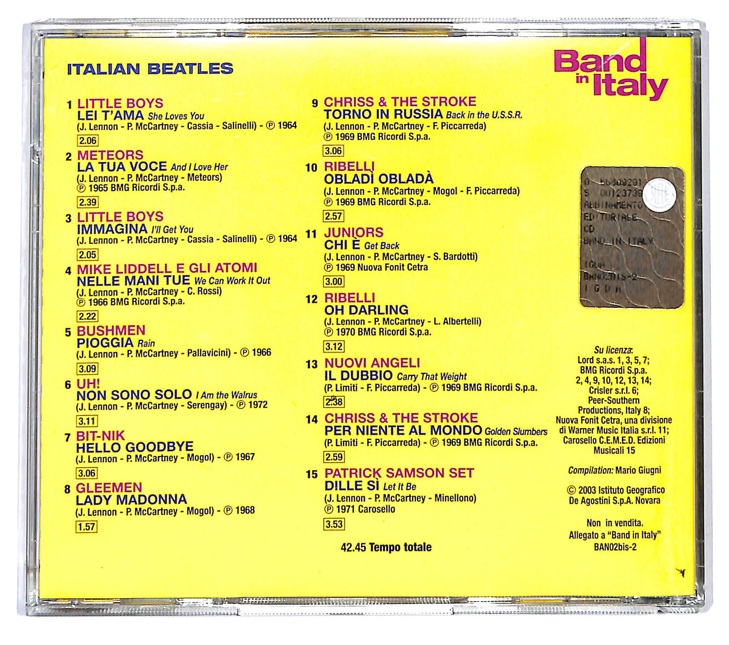 EBOND Band in Italy - Italian Beatles EDITORIALE CD CD124201