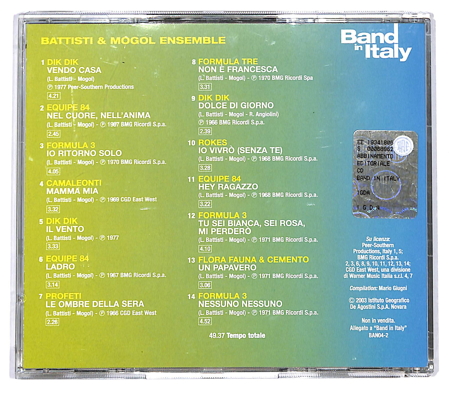 EBOND Band In Italy - Battisti & Mogol Ensemble EDITORIALE CD CD124218