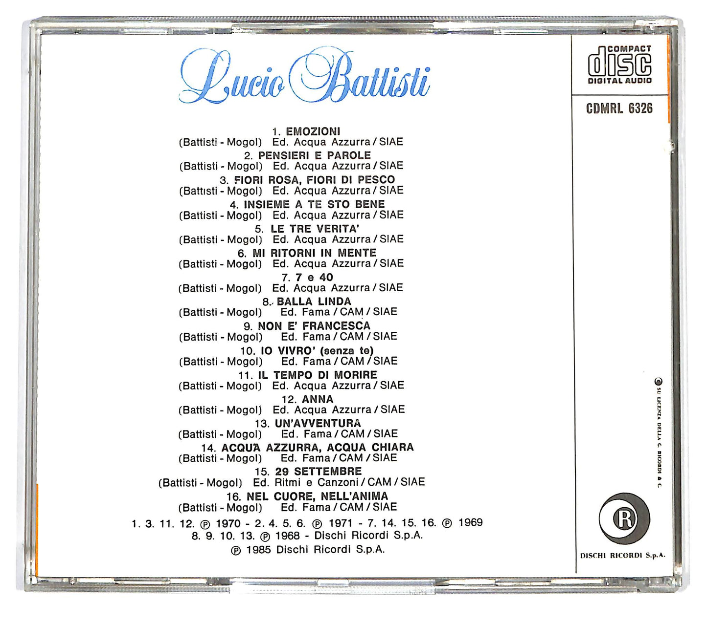 EBOND Lucio Battisti - Lucio Battisti CD CD124512