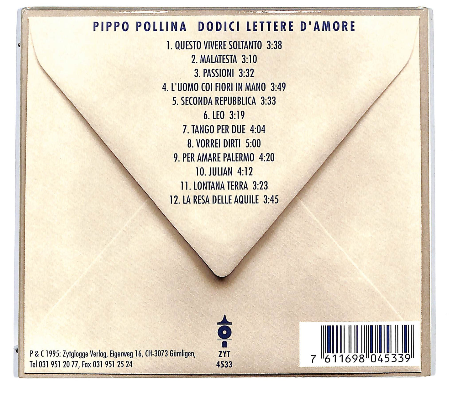 EBOND Pippo Pollina - Dodici Lettere D'Amore CD CD124542