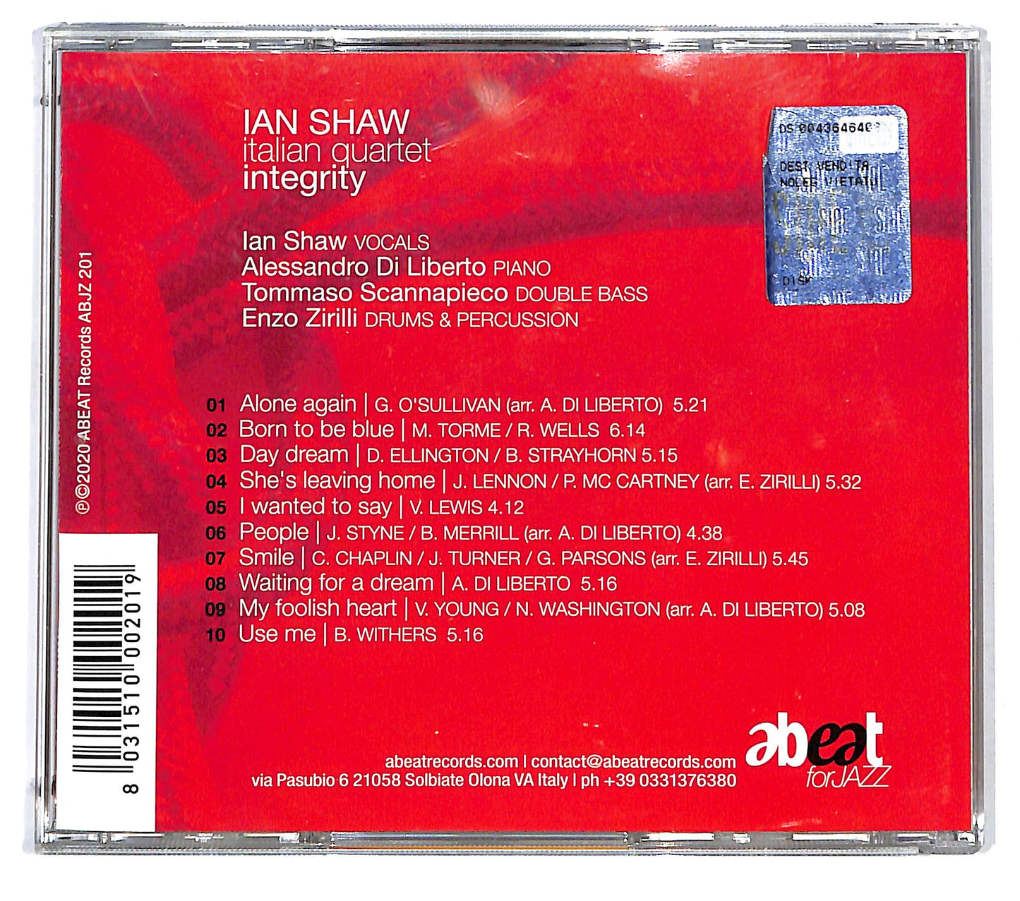 EBOND Ian Shaw Italian Quartet - Integrity CD CD124559