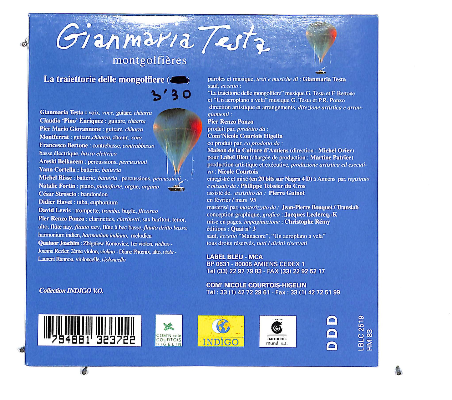 EBOND Gianmaria Testa - Montgolfieres CD CD124766