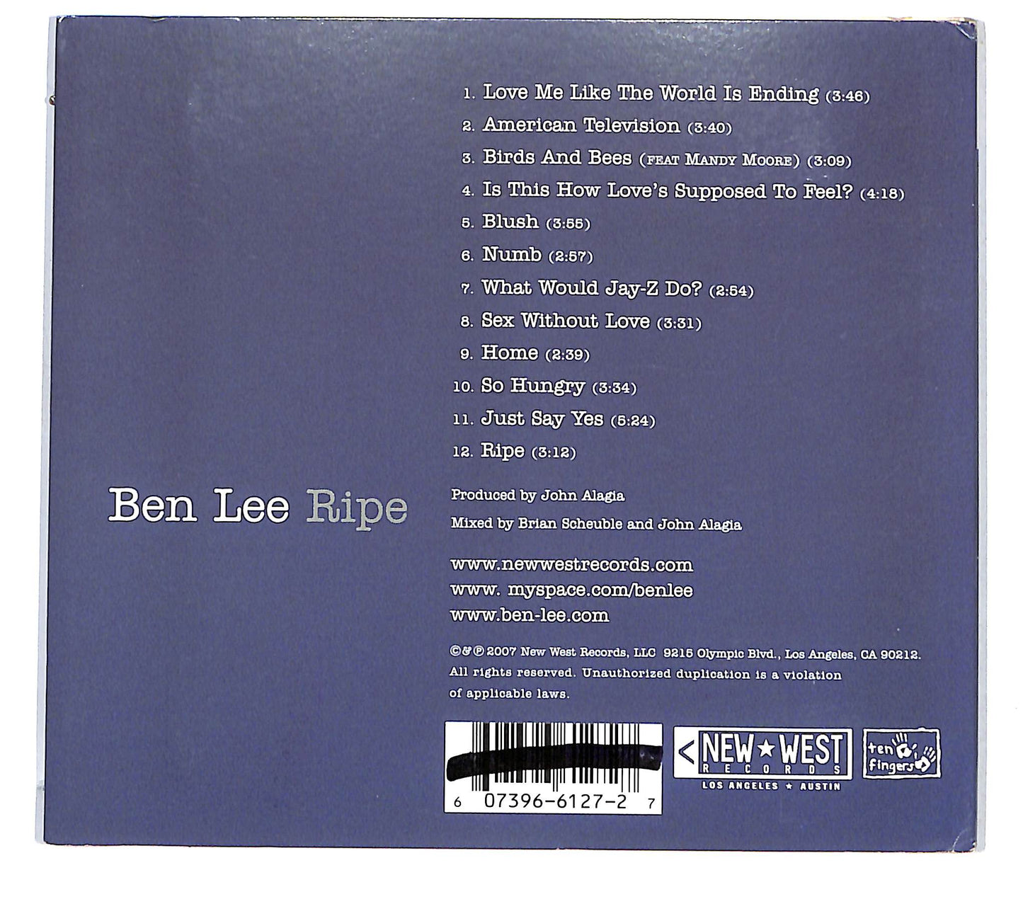 EBOND Ben Lee - Ripe DIGIPACK CD CD124767