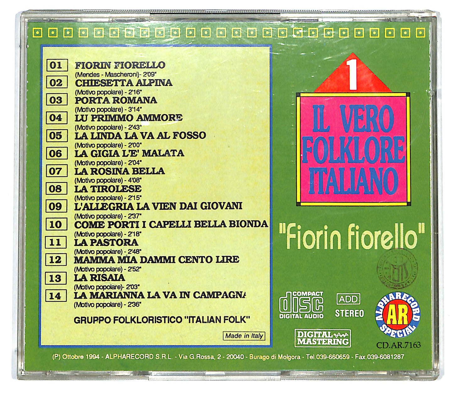EBOND Gruppo Folkloristico 'Italian Folk' - Fiorin Fiorello CD CD124817