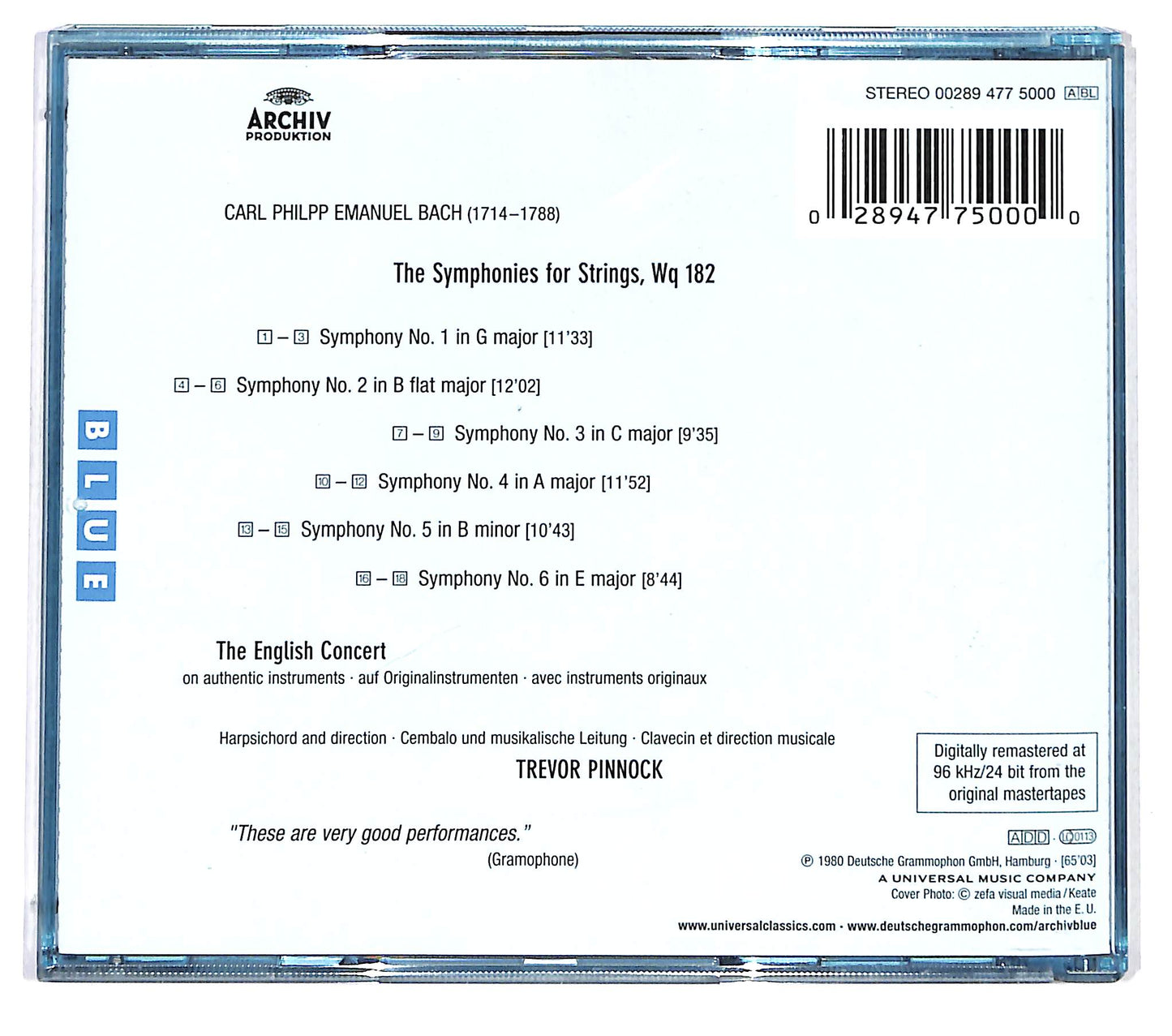 EBOND Bach - The Symphonies For Strings = Die Streichersymphonien CD CD124855