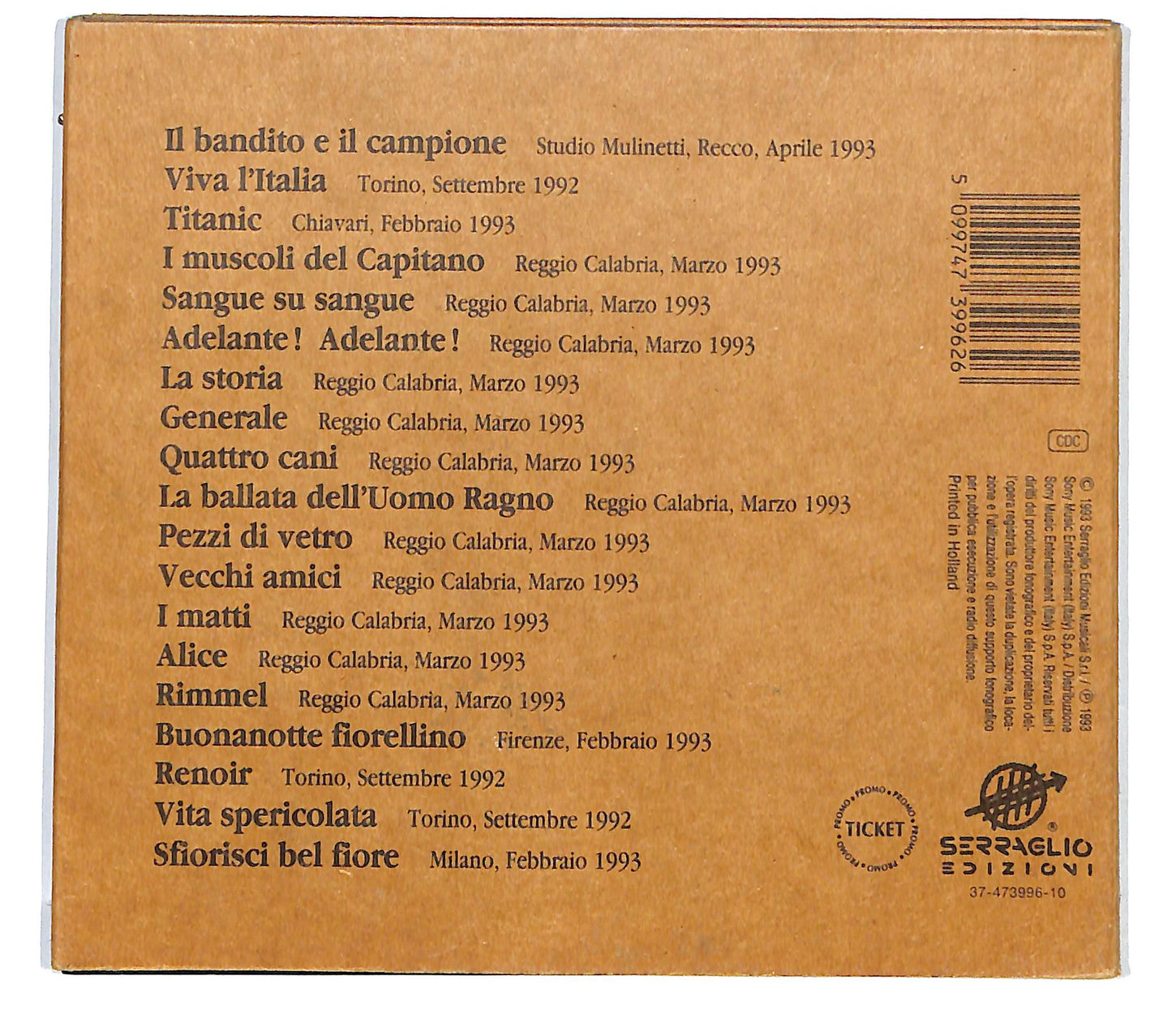 EBOND Francesco De Gregori - Il Bandito E Il Campione DIGIPACK CD CD125131