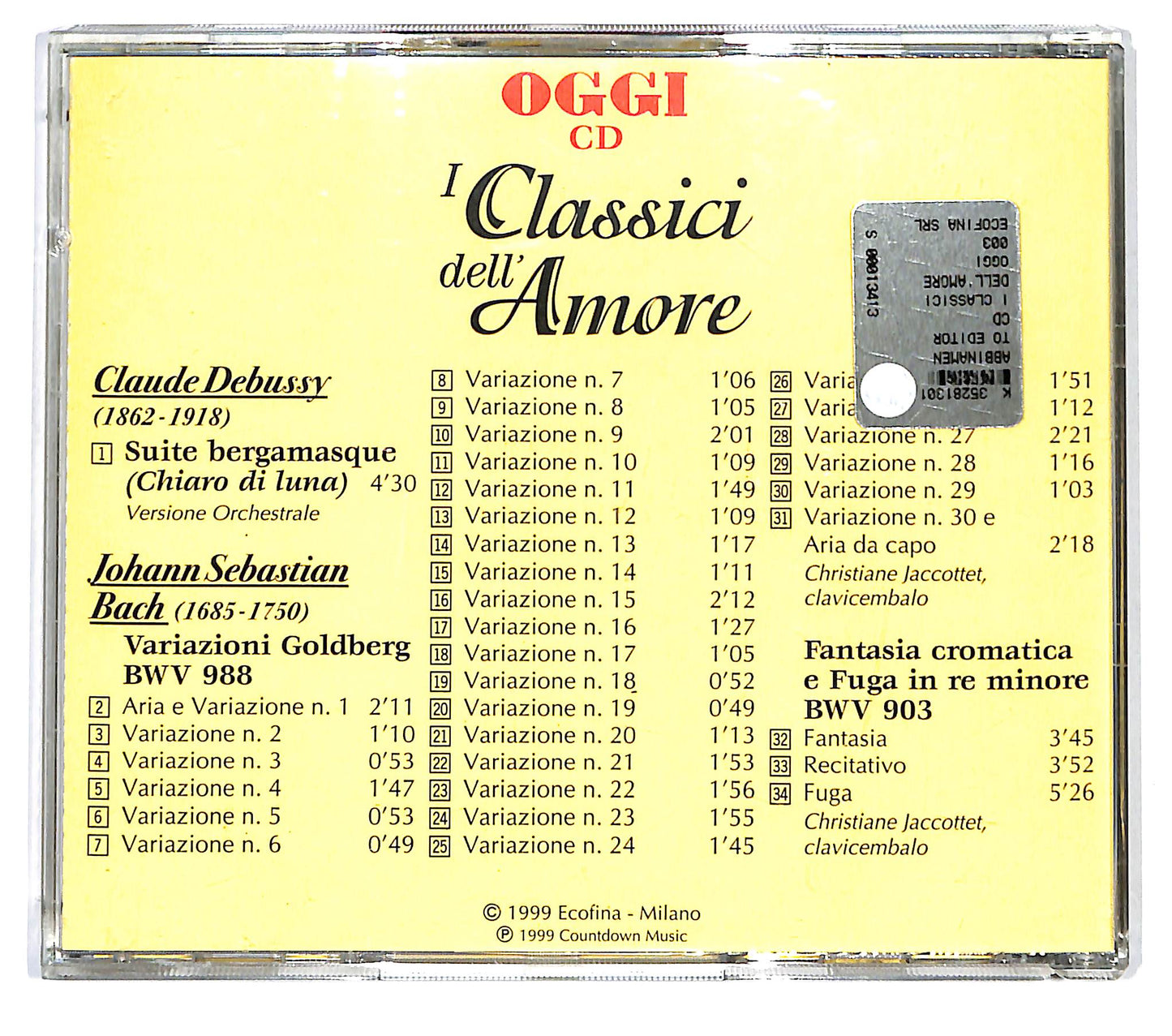 EBOND I Classici Dell'Amore Vol 3 C. Debussy - J. S. Bach EDITORIALE CD CD125305