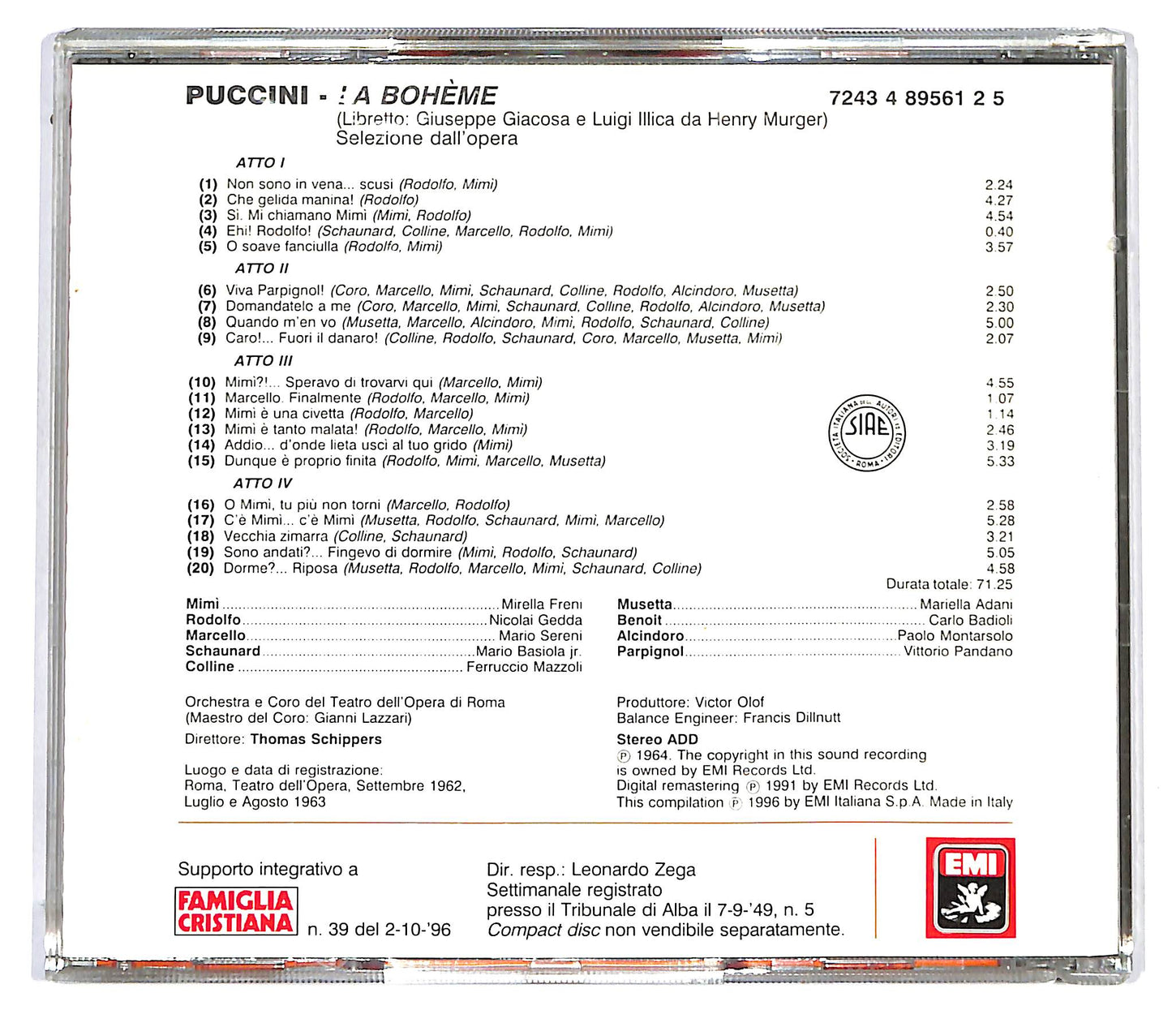 EBOND Puccini - Thomas Schippers - La Boheme EDITORIALE CD CD125312
