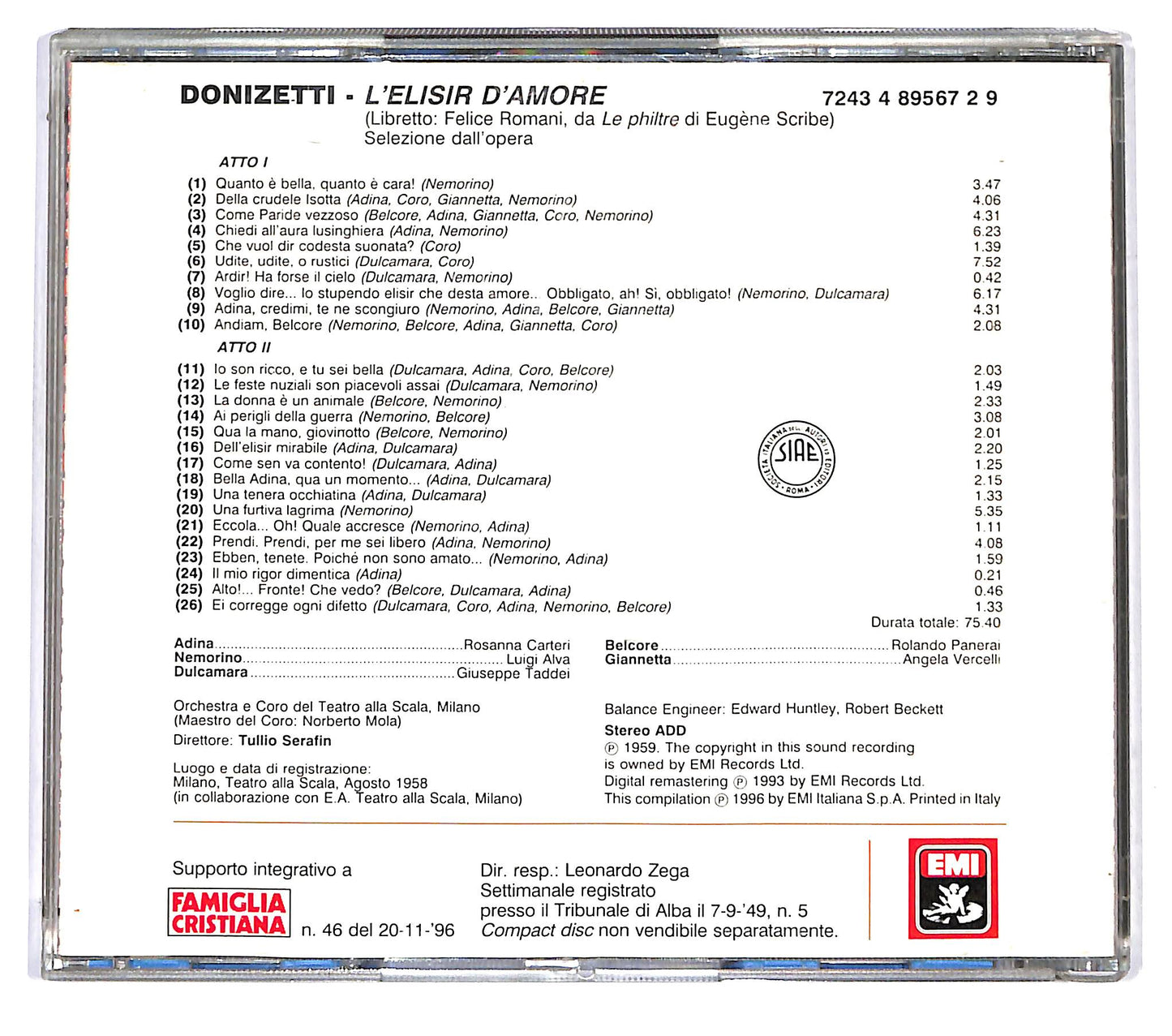 EBOND Donizetti - Tullio Serafin - L'Elisir D'Amore EDITORIALE CD CD125359