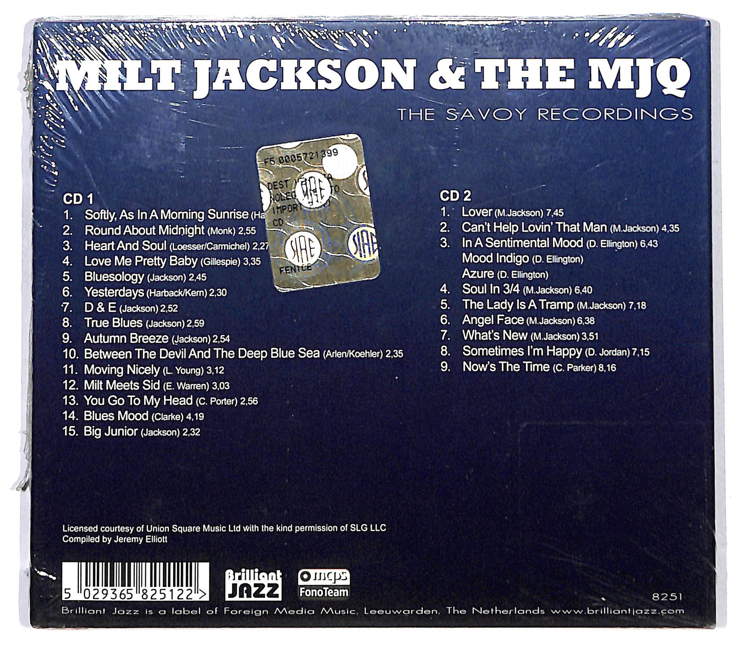 EBOND Milt Jackson & The MJQ - The Savoy Recordings CD CD125701