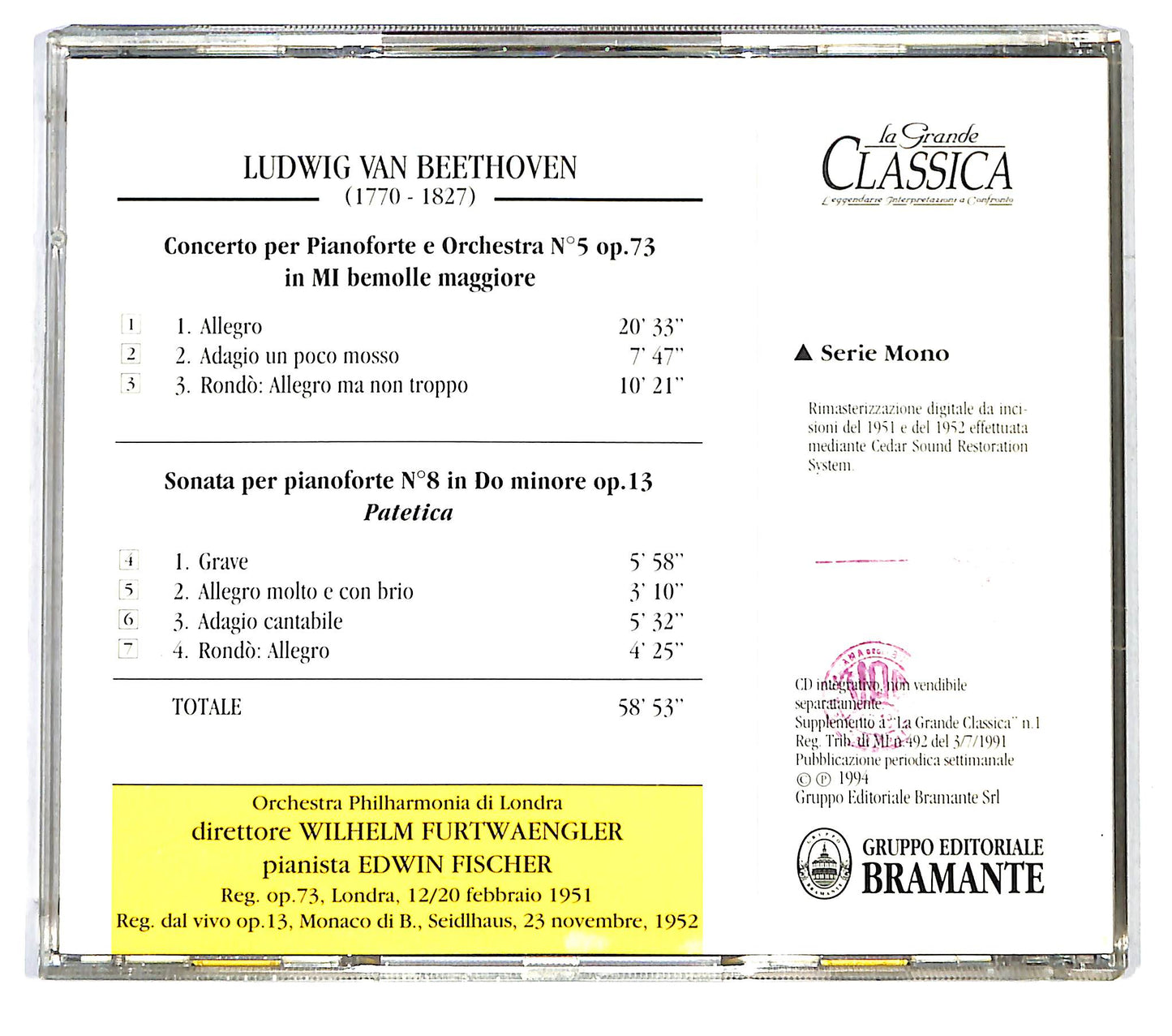EBOND Beethoven - Concerto Per Piano N.5 Imperatore CD CD125809
