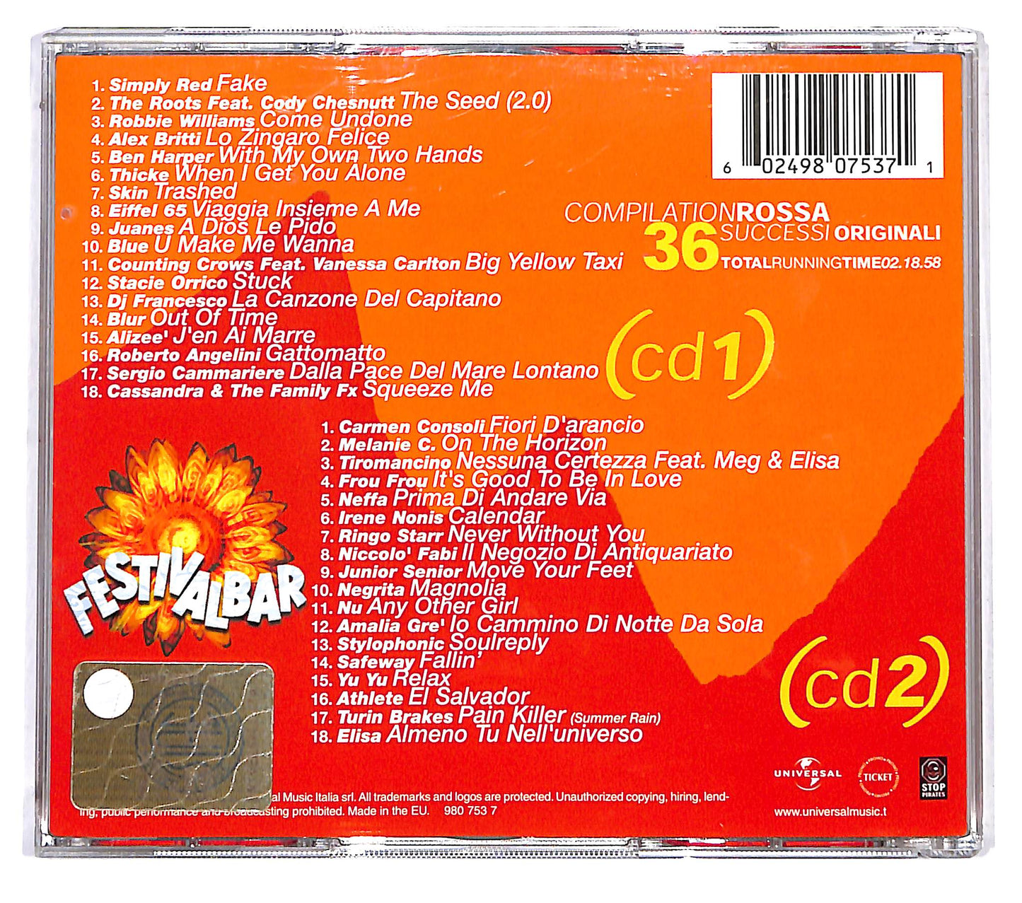 EBOND Various - 40° Festivalbar 2003 (Compilation Rossa) CD CD126325