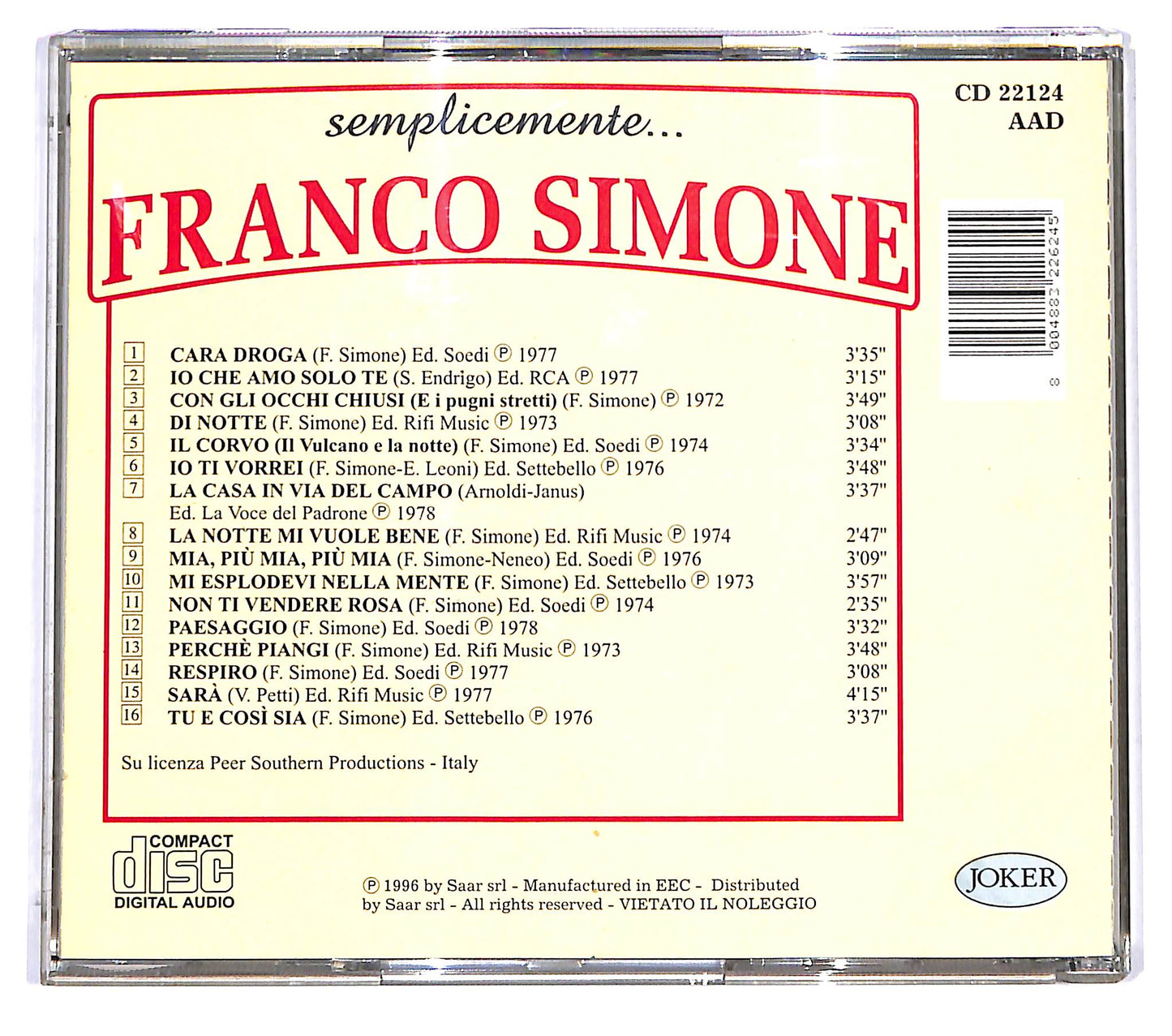 EBOND Franco Simone - Semplicemente... Franco Simone CD CD126733