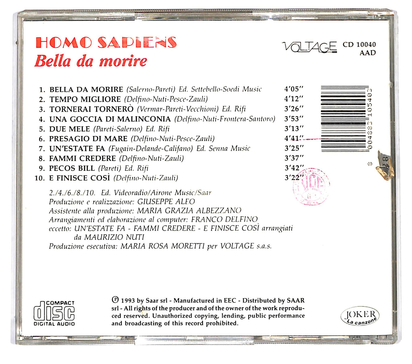 EBOND Homo Sapiens - Bella Da Morire CD CD126763
