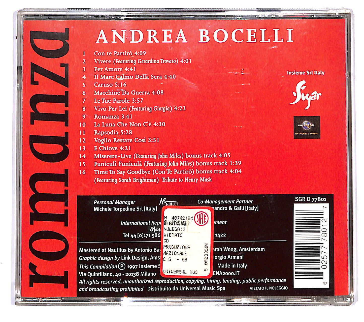 EBOND Andrea Bocelli - Romanza CD CD126861